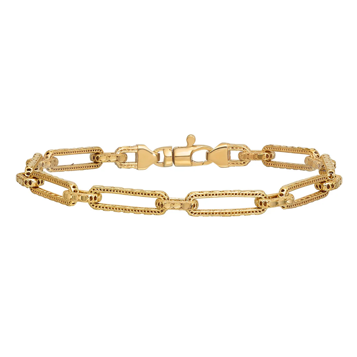 14KT YELLOW GOLD 7.5" PAPERCLIP BRACELET MADE IN ITALY - Image 1