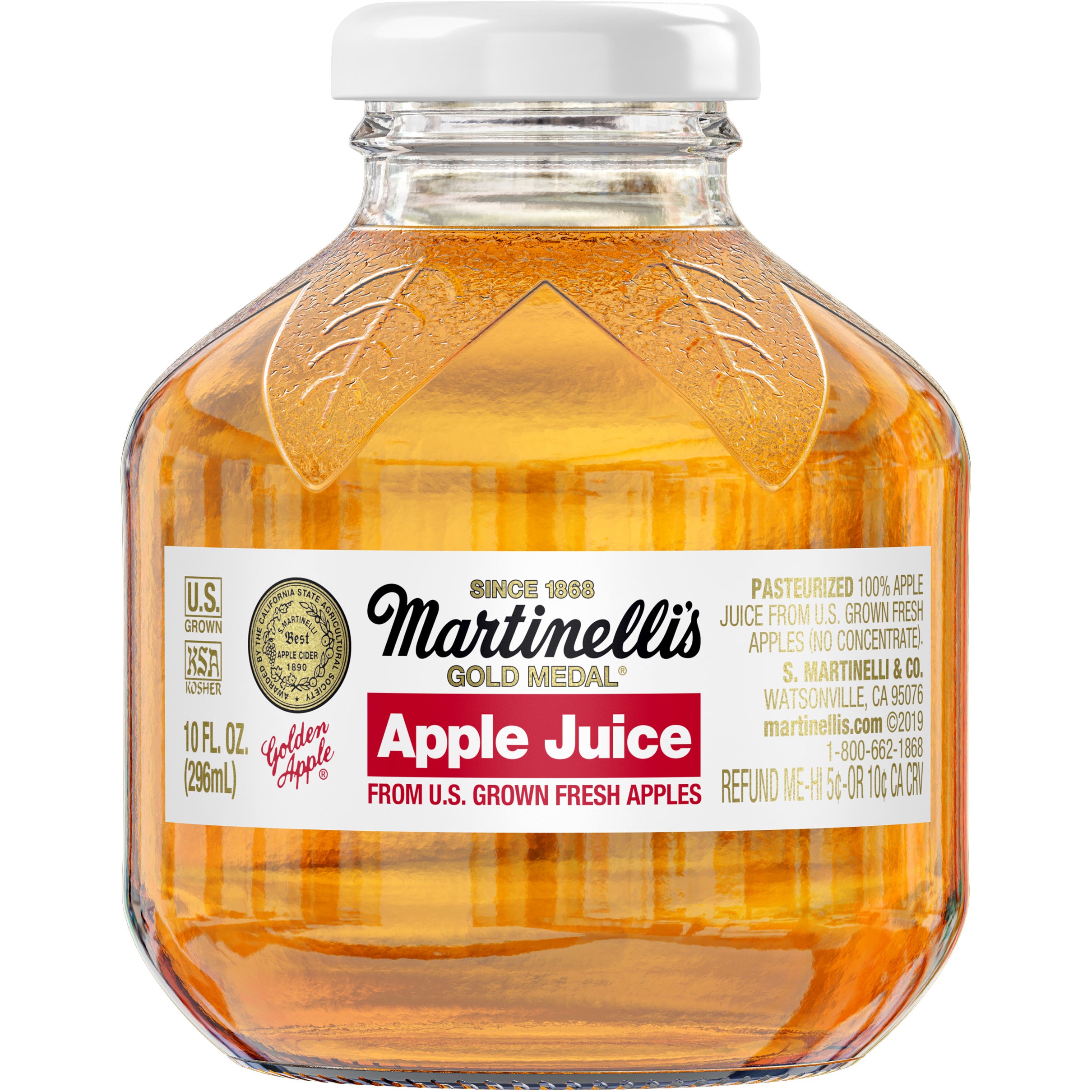 MARTINELLI'S 100% PURE APPLE JUICE 24/10 OZ GLASS - Image 1
