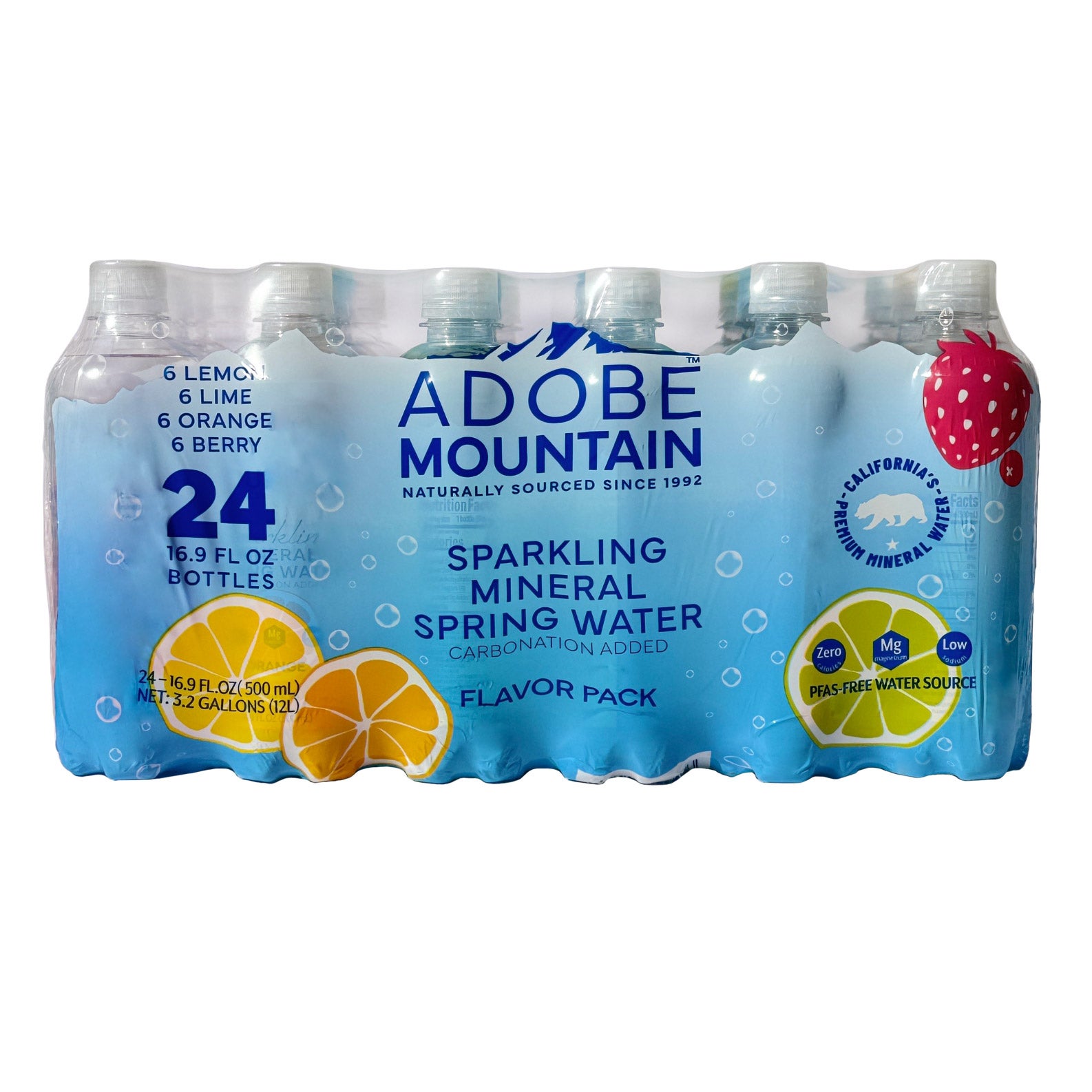 ADOBE MOUNTAIN SPARKLING FLAVOR WATER 24 PACK 16.9 OZ EACH