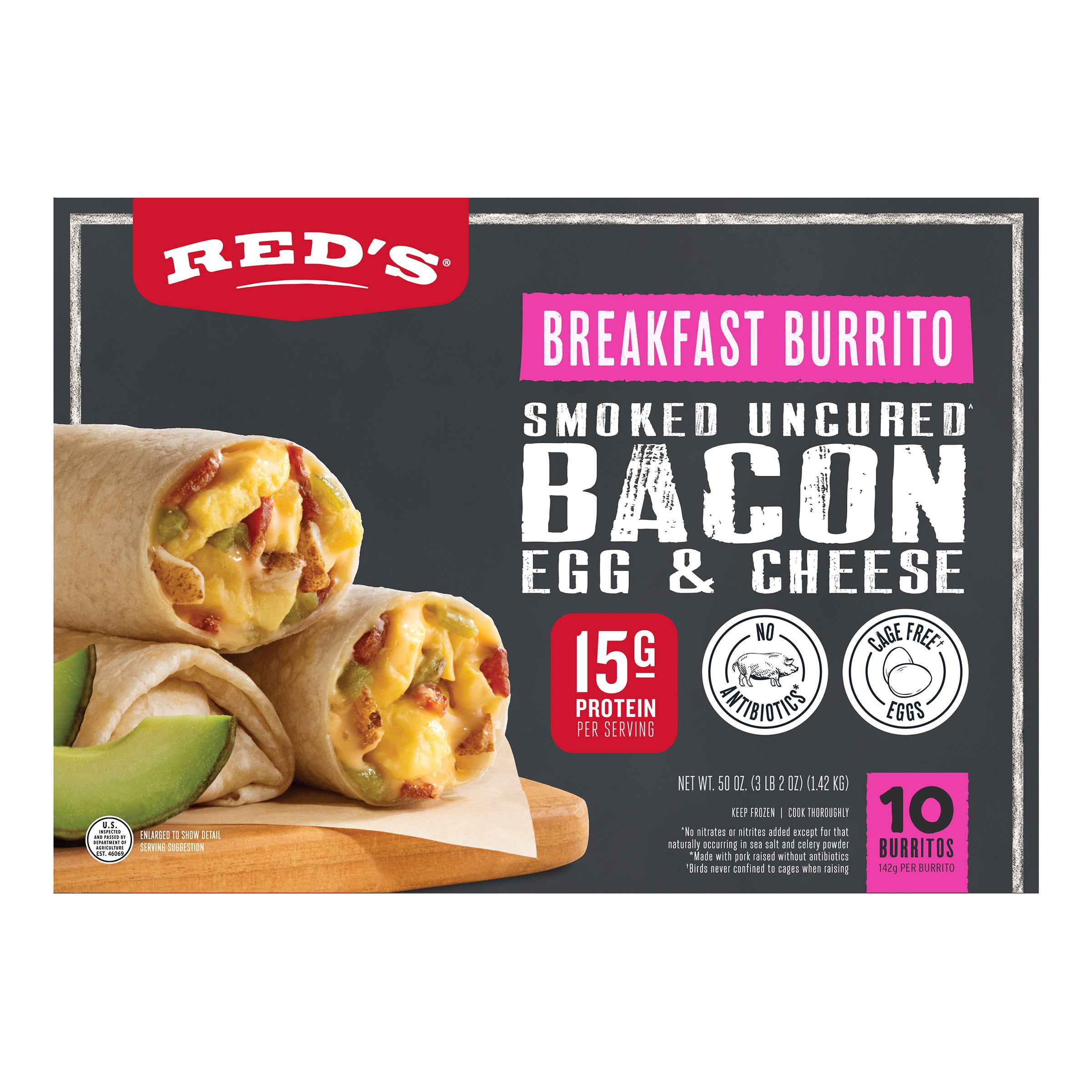 RED'S BACON EGG & CHEESE BURRITO 10 CT