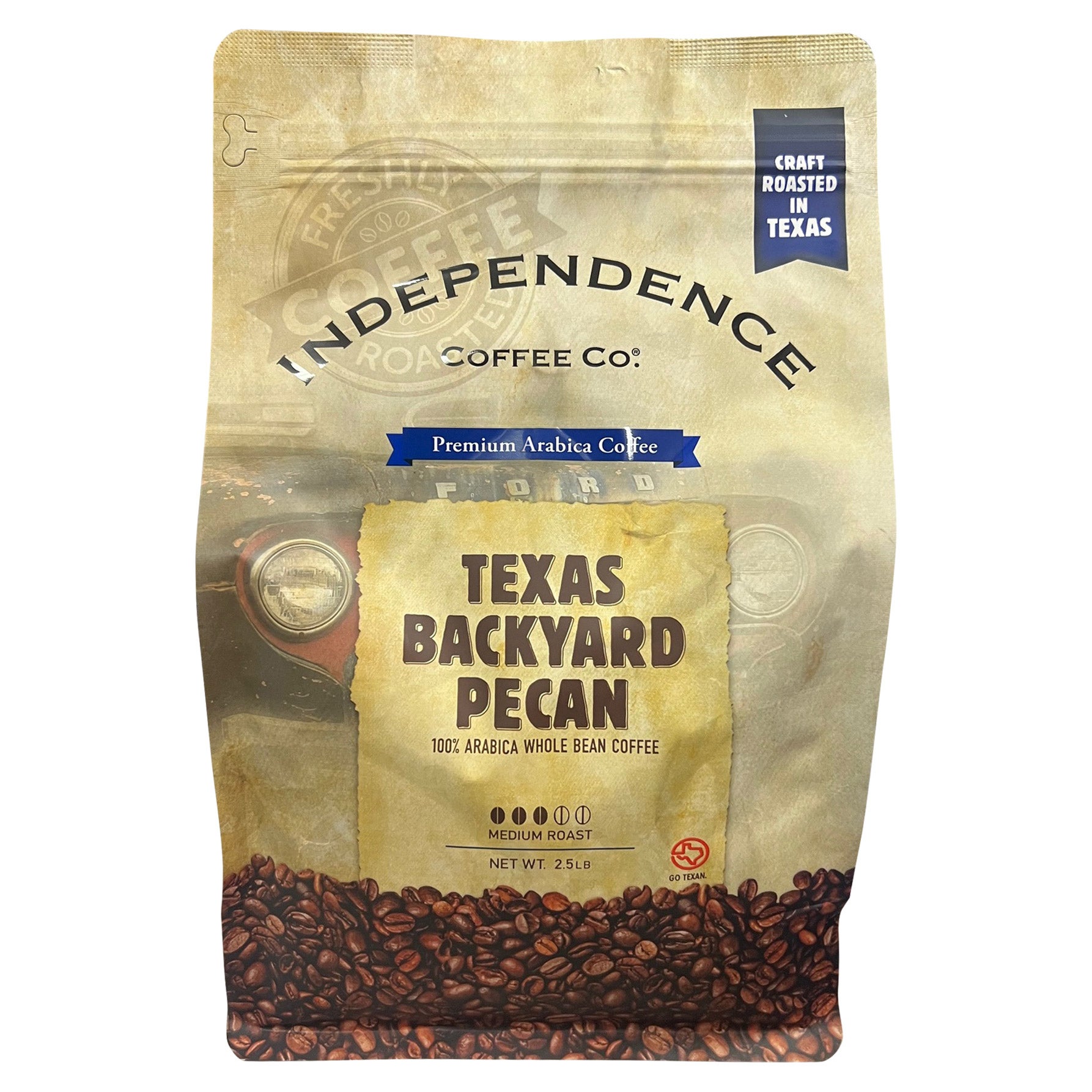 INDEPENDENCE COFFEE BACKYARD PECAN WHOLE BEAN 2.5 LB - Image 1