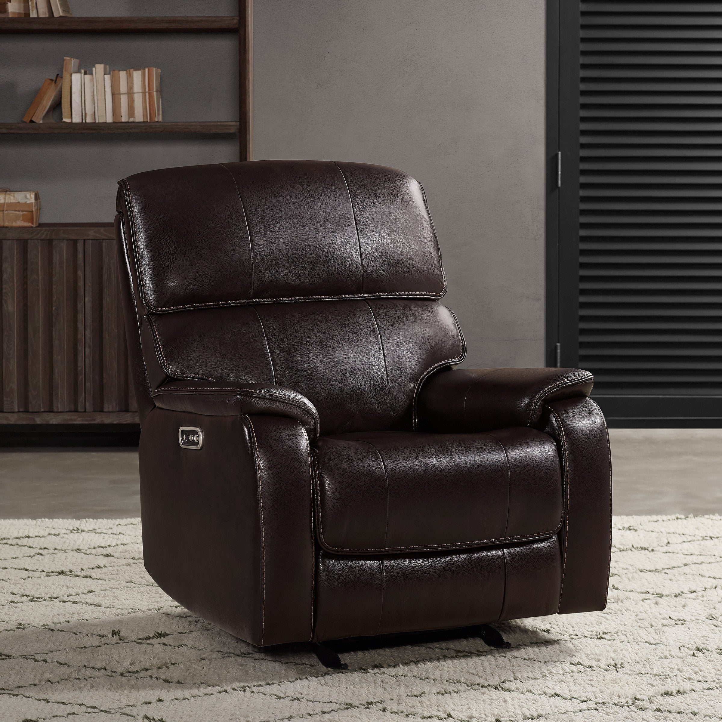 BARCALOUNGER LEATHER POWER RECLINER WITH POWER HEADREST - Image 1
