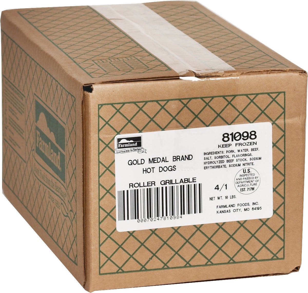 FARMLAND HOT DOGS 4-TO-1 10 LB - Image 1