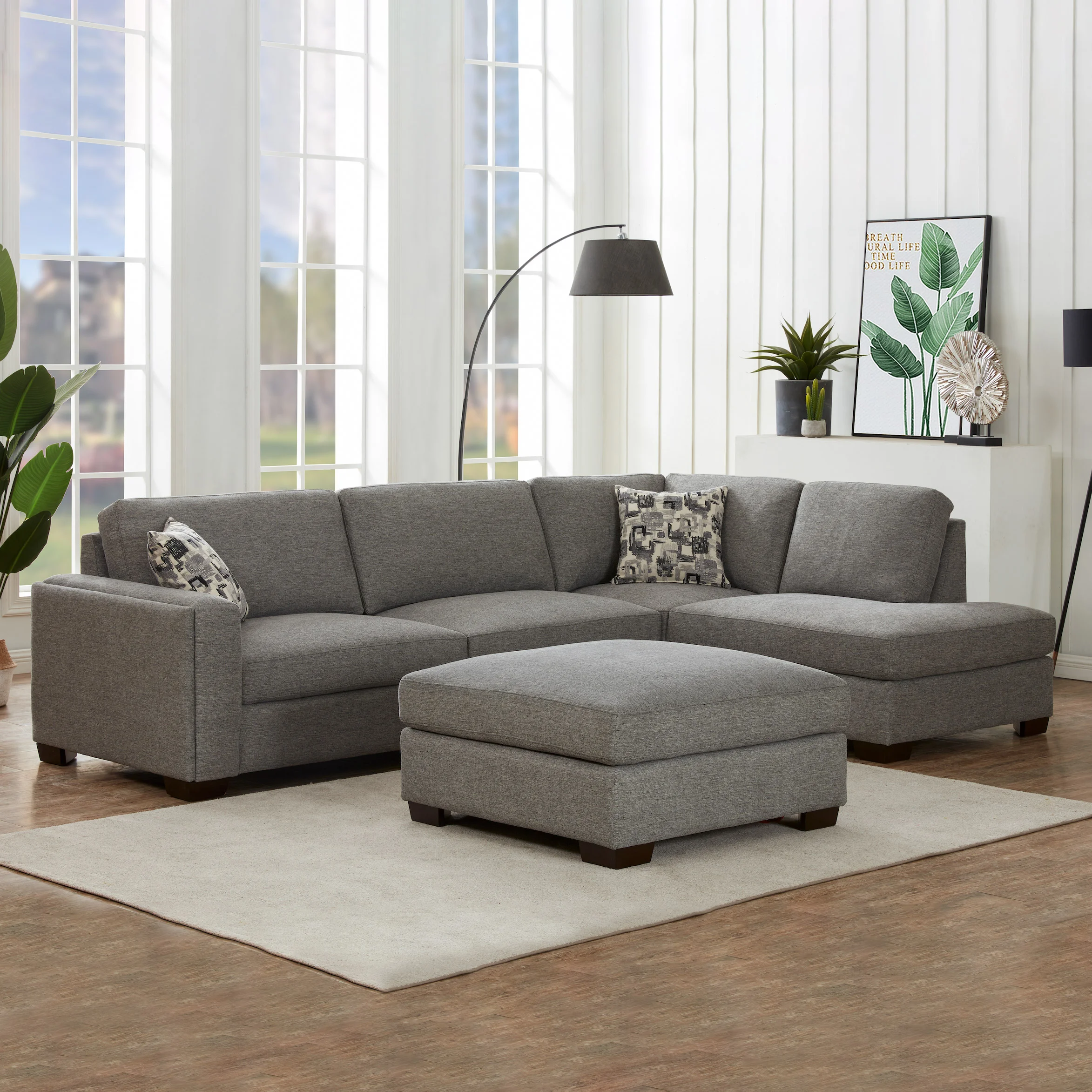 【  コストコ  】Synergy Fabric Chaise 布製チェイス Synergy 布製セクショナルチェイスソファ オットマン付き | Costco Japan