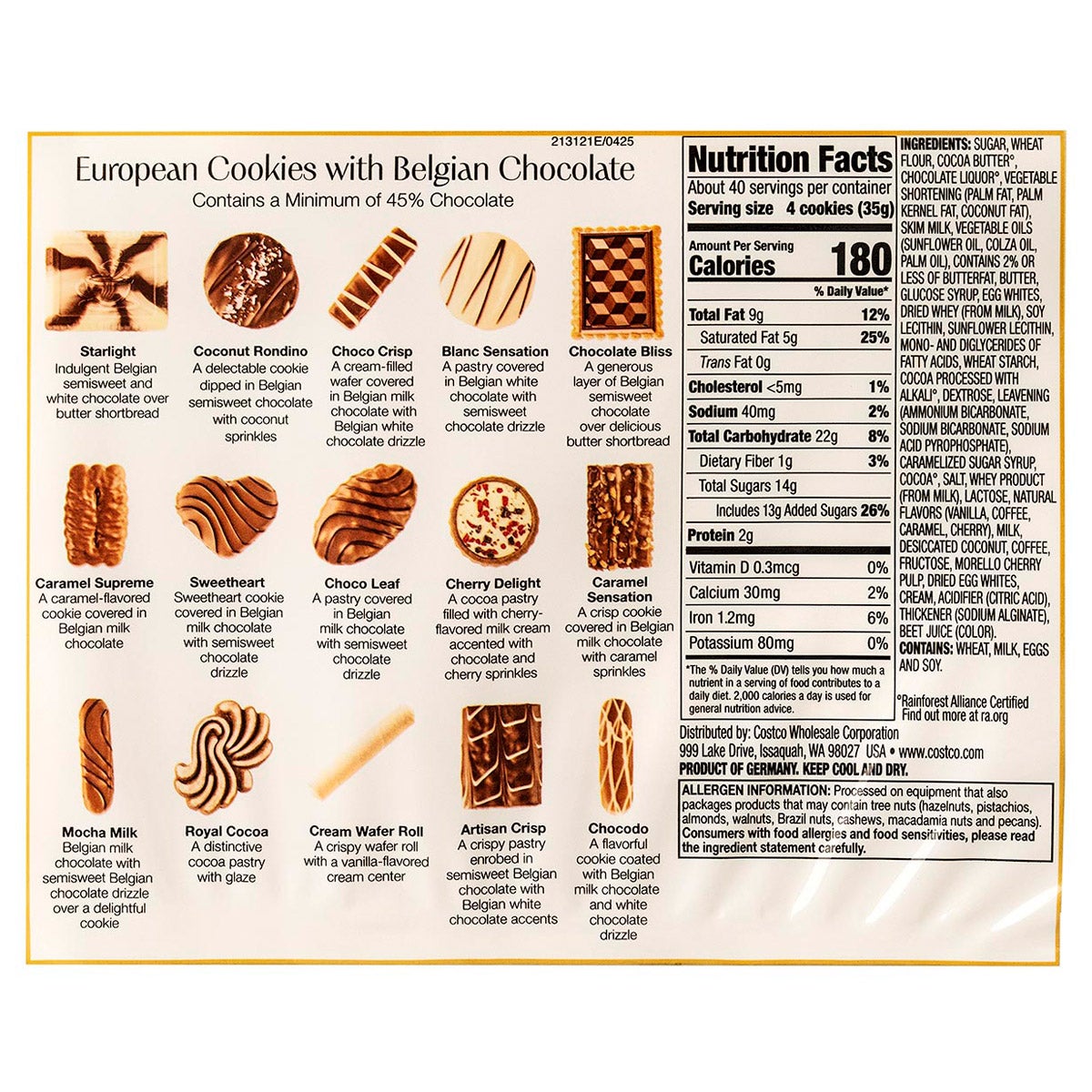 Kirkland Signature European Cookies with Belgian Chocolate, 49.4