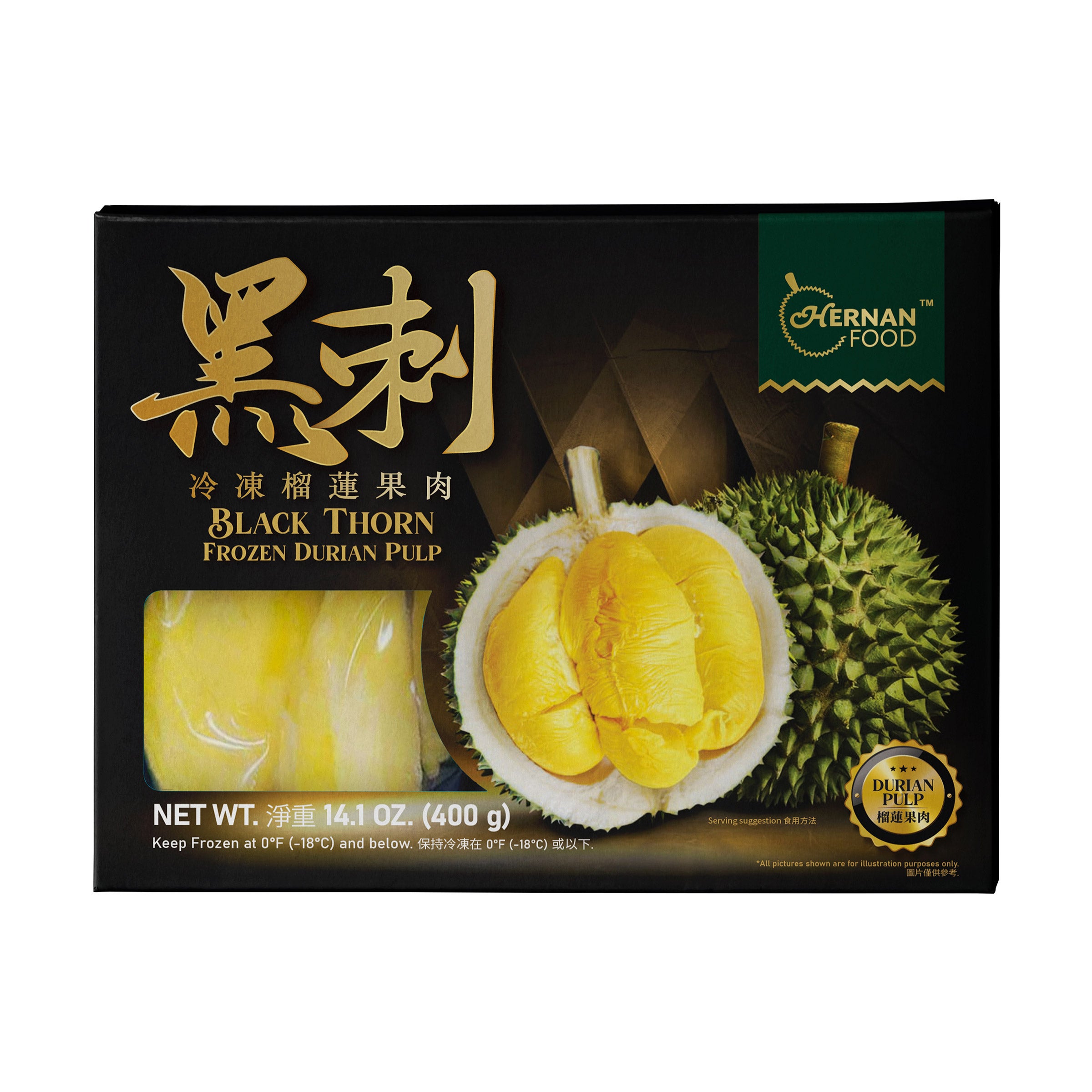 n.hoolywood durian りょう様 Hernan Food Blackthorn Durian Pulp 400g (0.88 lbs) (#1729082