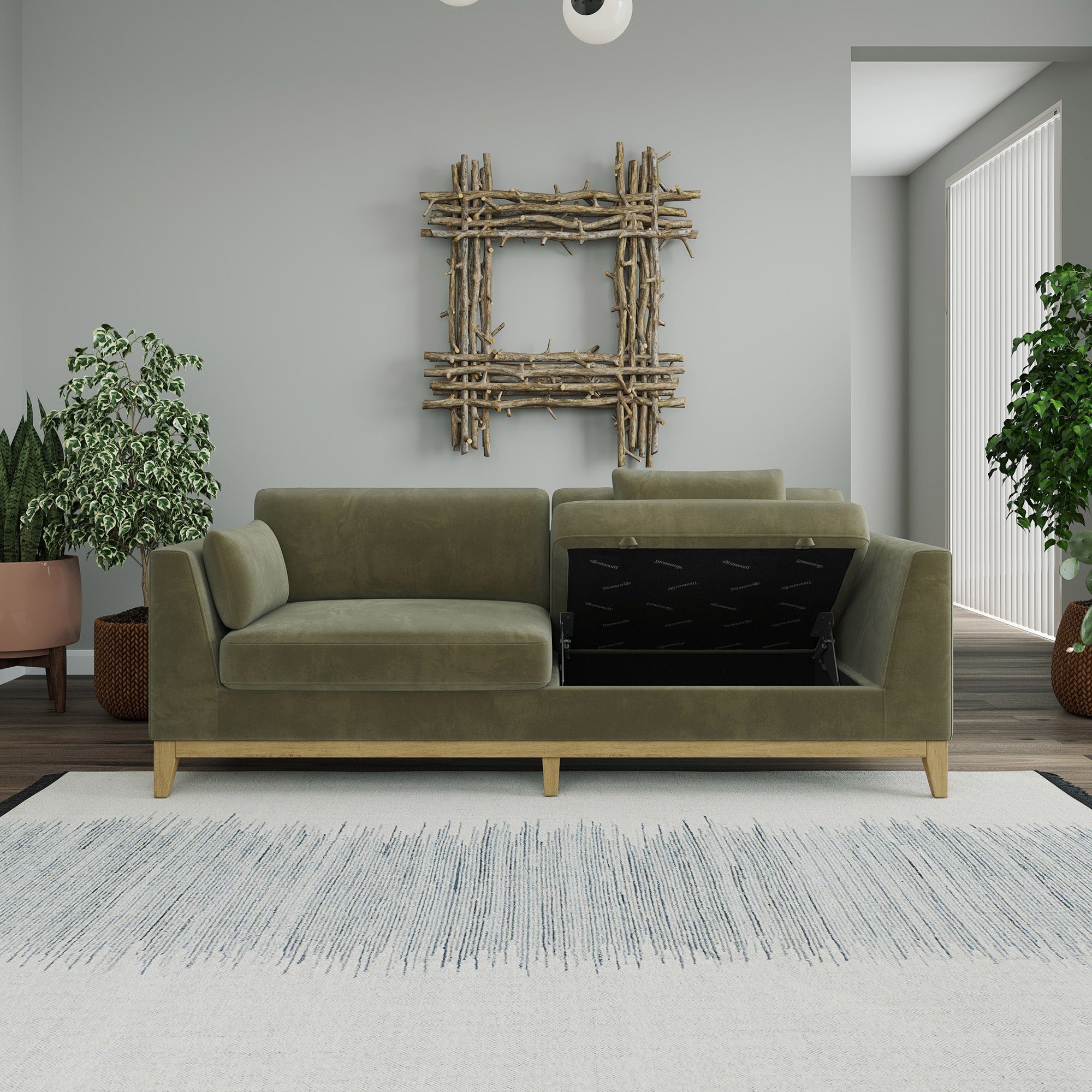 Thomasville Mokena Fabric Stationary Sofa with Storage - $299.97