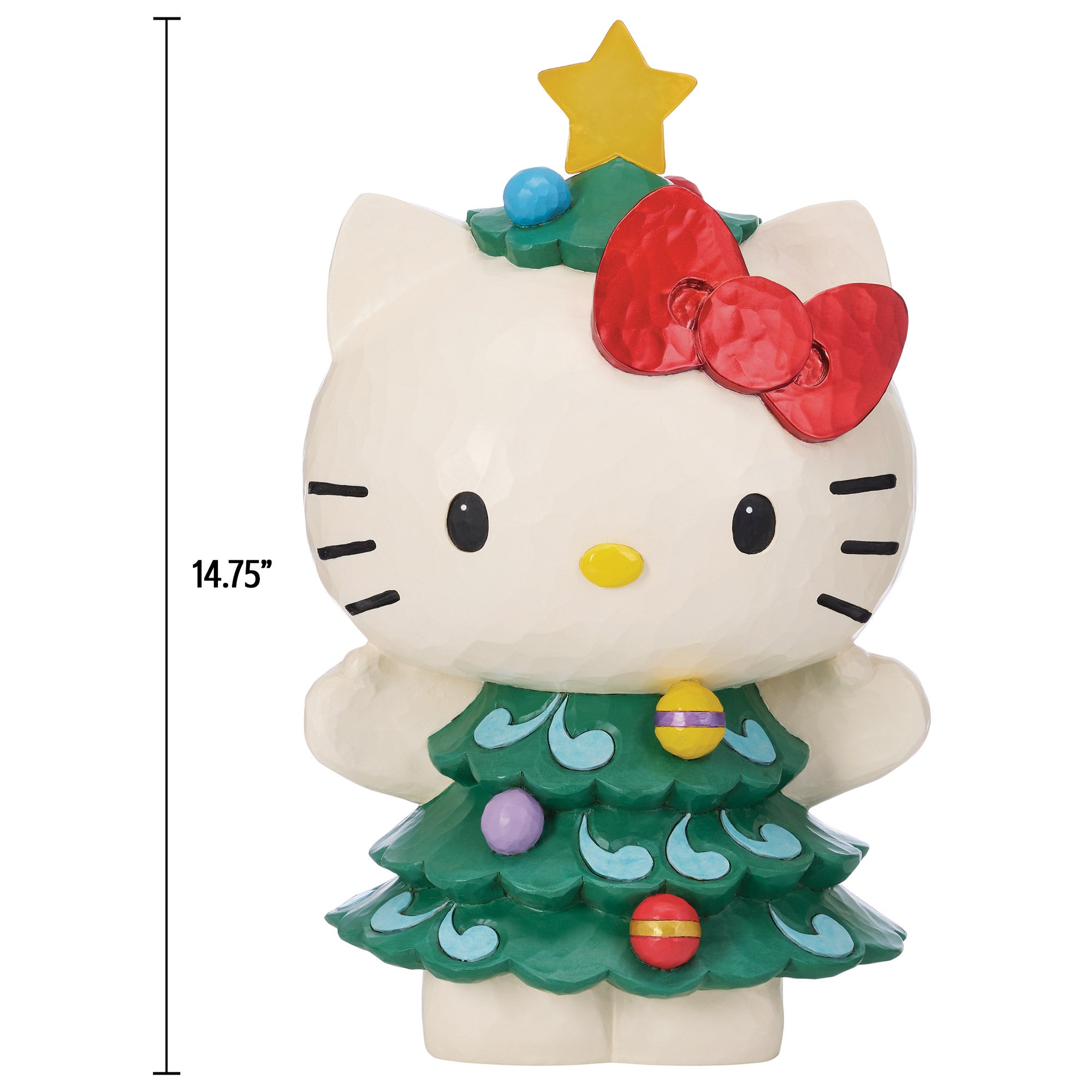 Jim Shore Hello Kitty Christmas Tree with LED Star, 14.75 in
