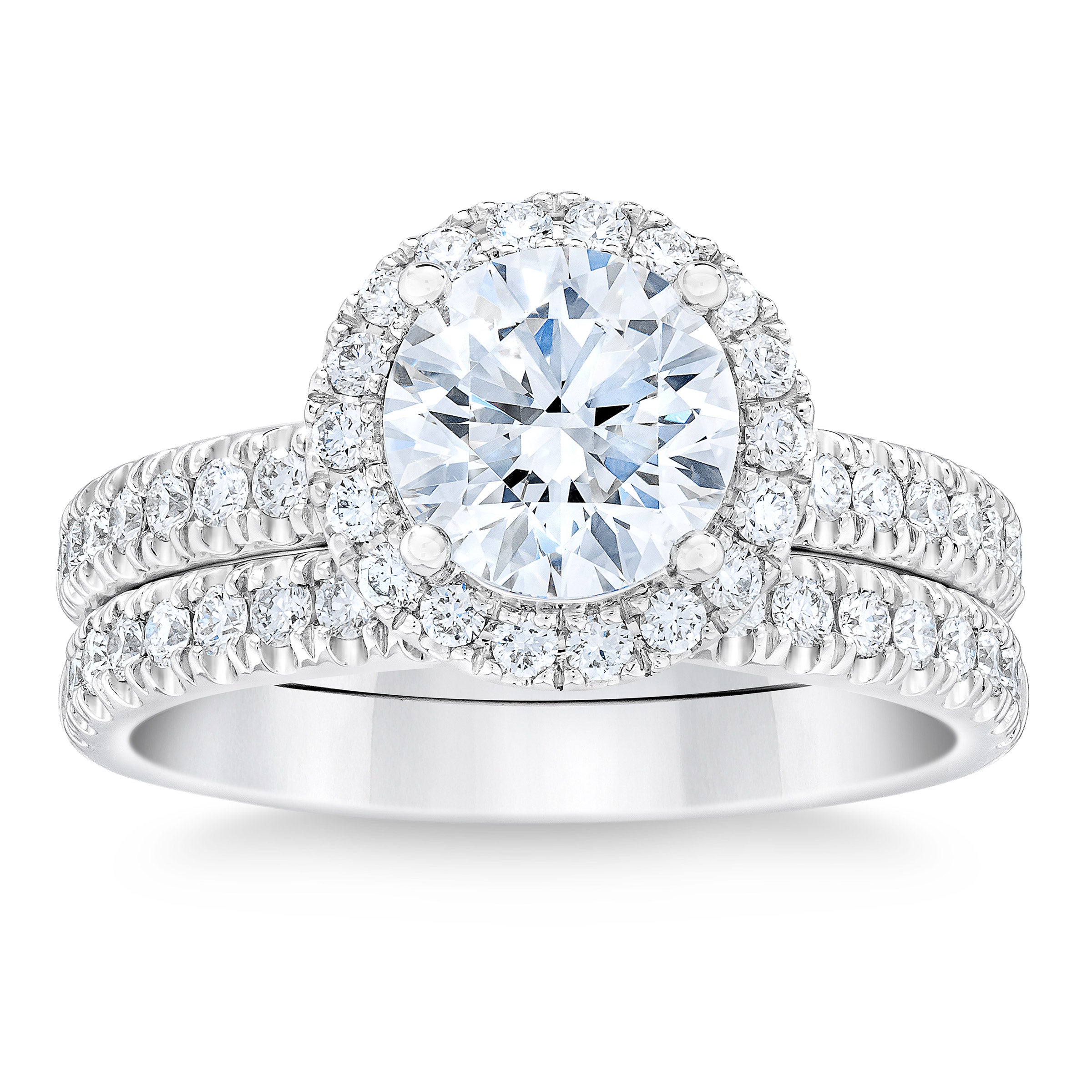 2.11CTW ROUND DIAMOND PLATINUM WEDDING SET 1.31CT CENTER VVS1 