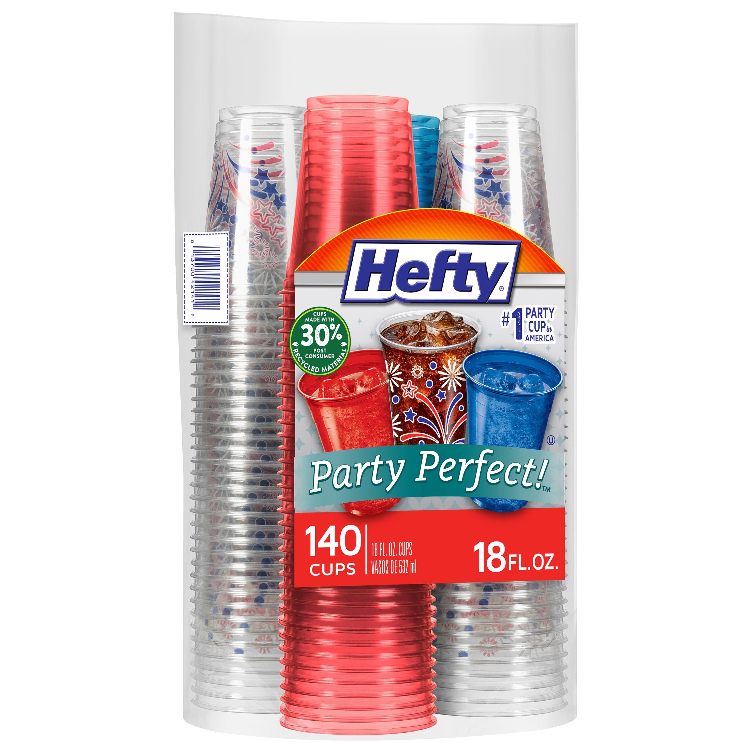 Hefty Color Cup Red, Blue, Clear 18 oz / 140 ct (#1905692) - $12.99 (down  from $13.79)