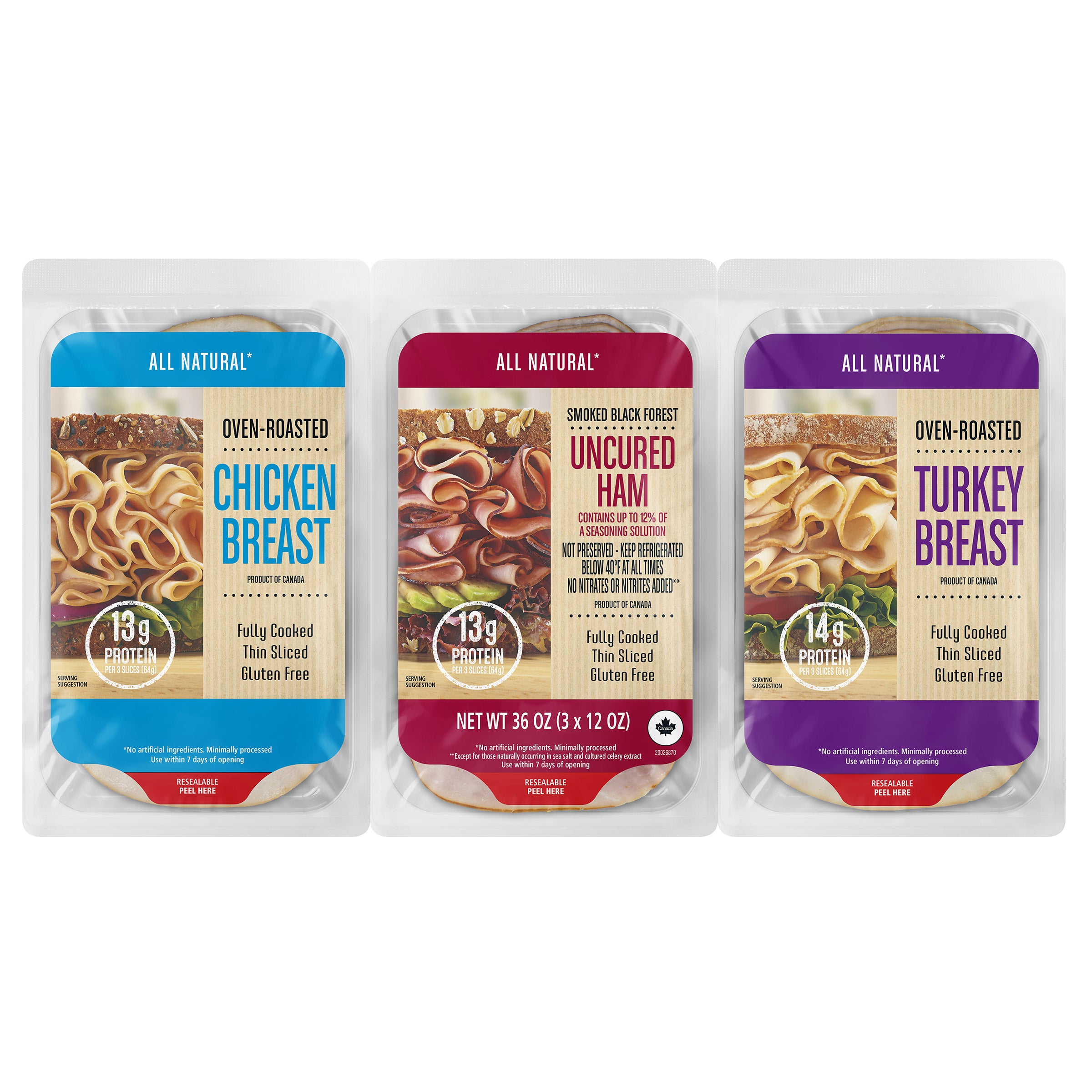 Lunch Meat Variety Chicken, Ham, Turkey 3 Pack 12 Ounces Each