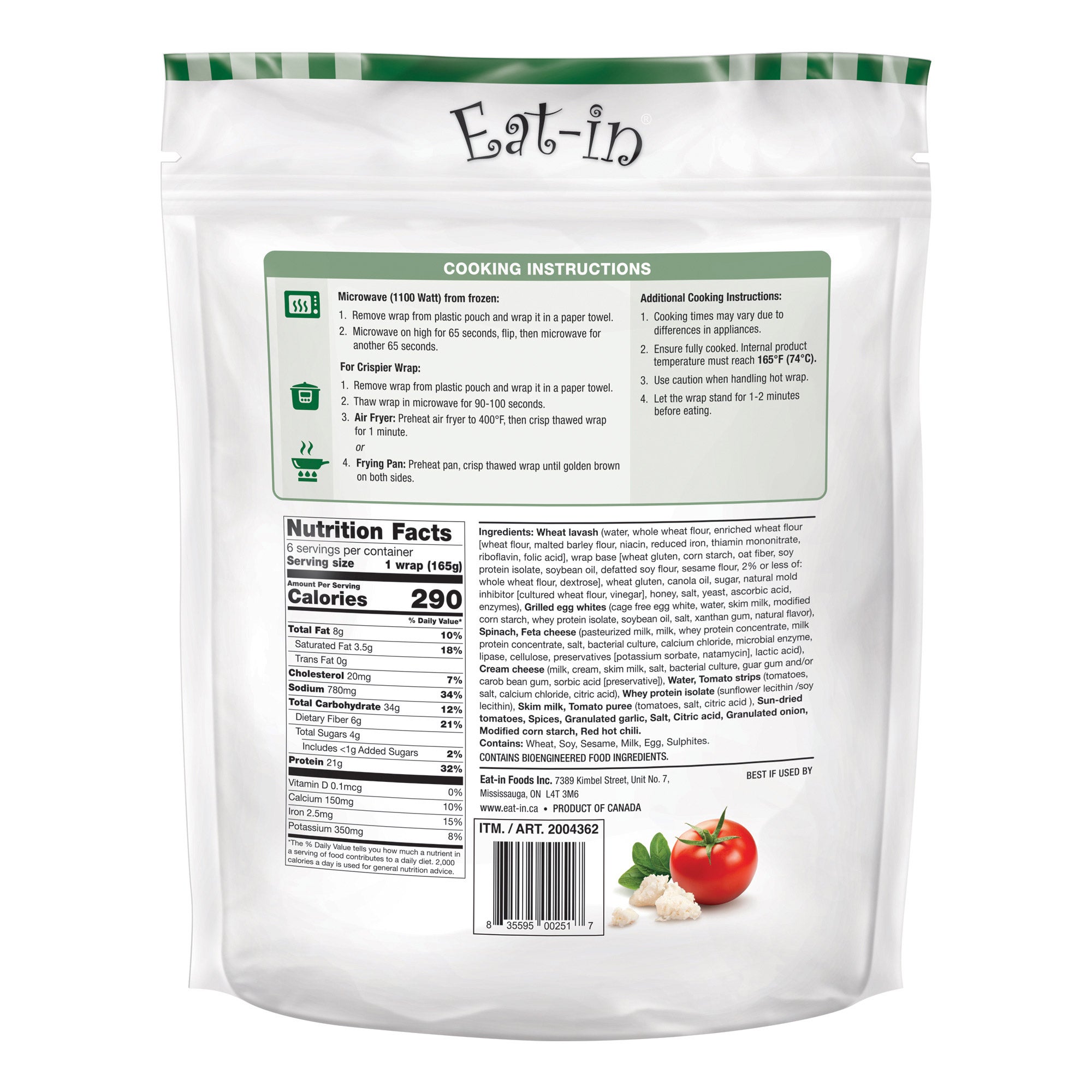 Eat-In Foods Spinach Feta Wrap 6/5.8 oz - $16.49 at Costco