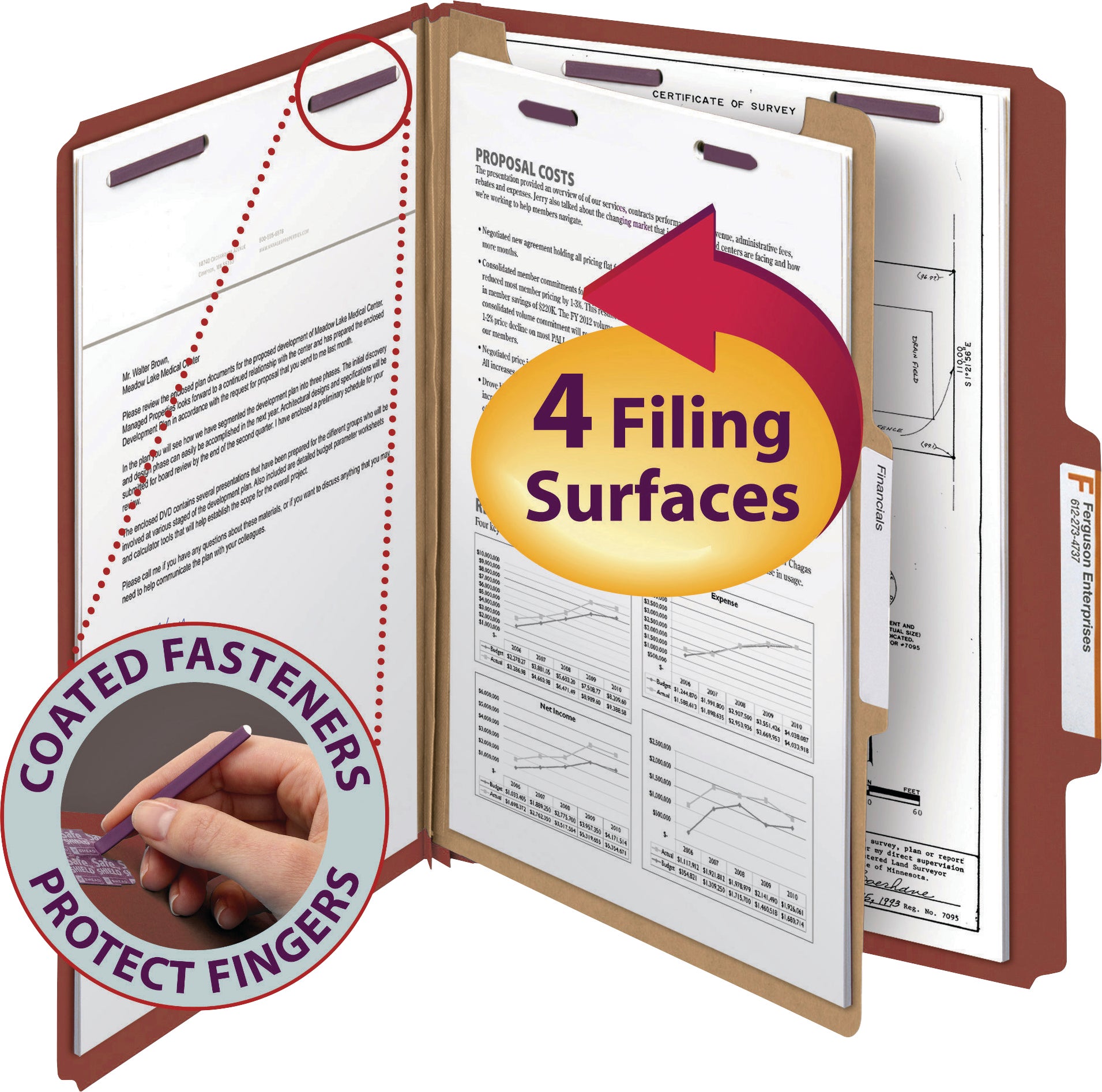 Smead Pressboard Classification Folder, 4-Section, Letter Size, Red, 10 ...