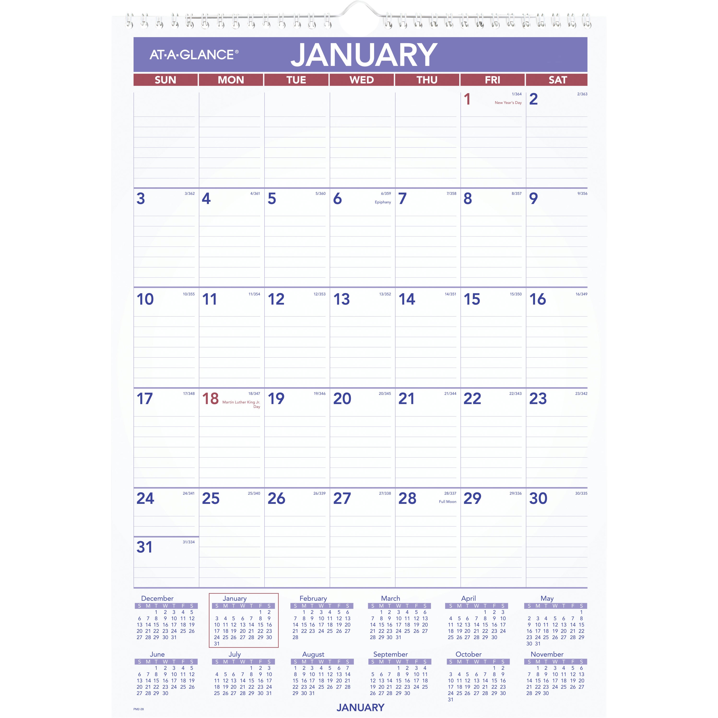 AT-A-GLANCE Monthly Wall Calendar 12