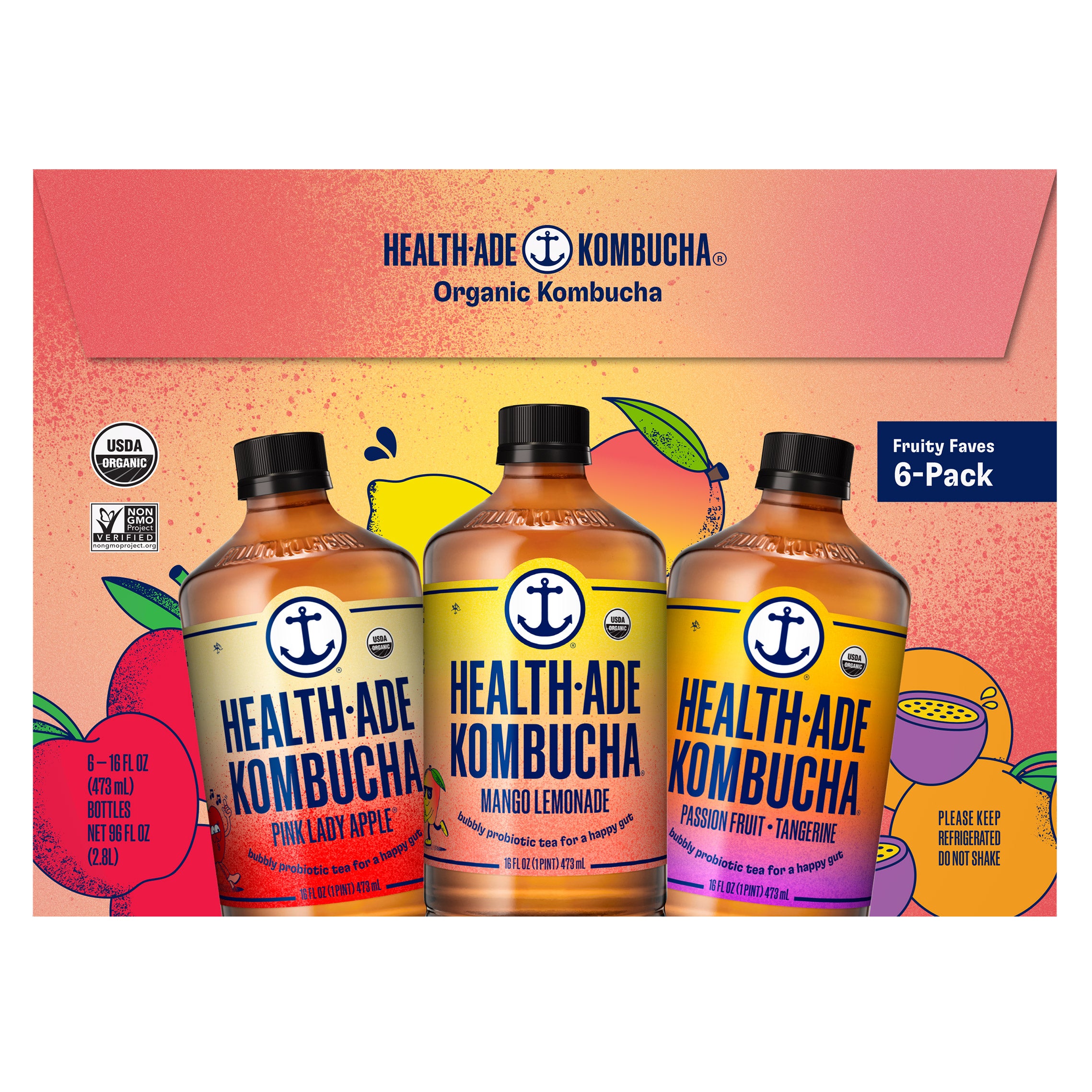 Health-Ade Organic Fruity Favorites Kombucha, 6/16 oz (#1996020