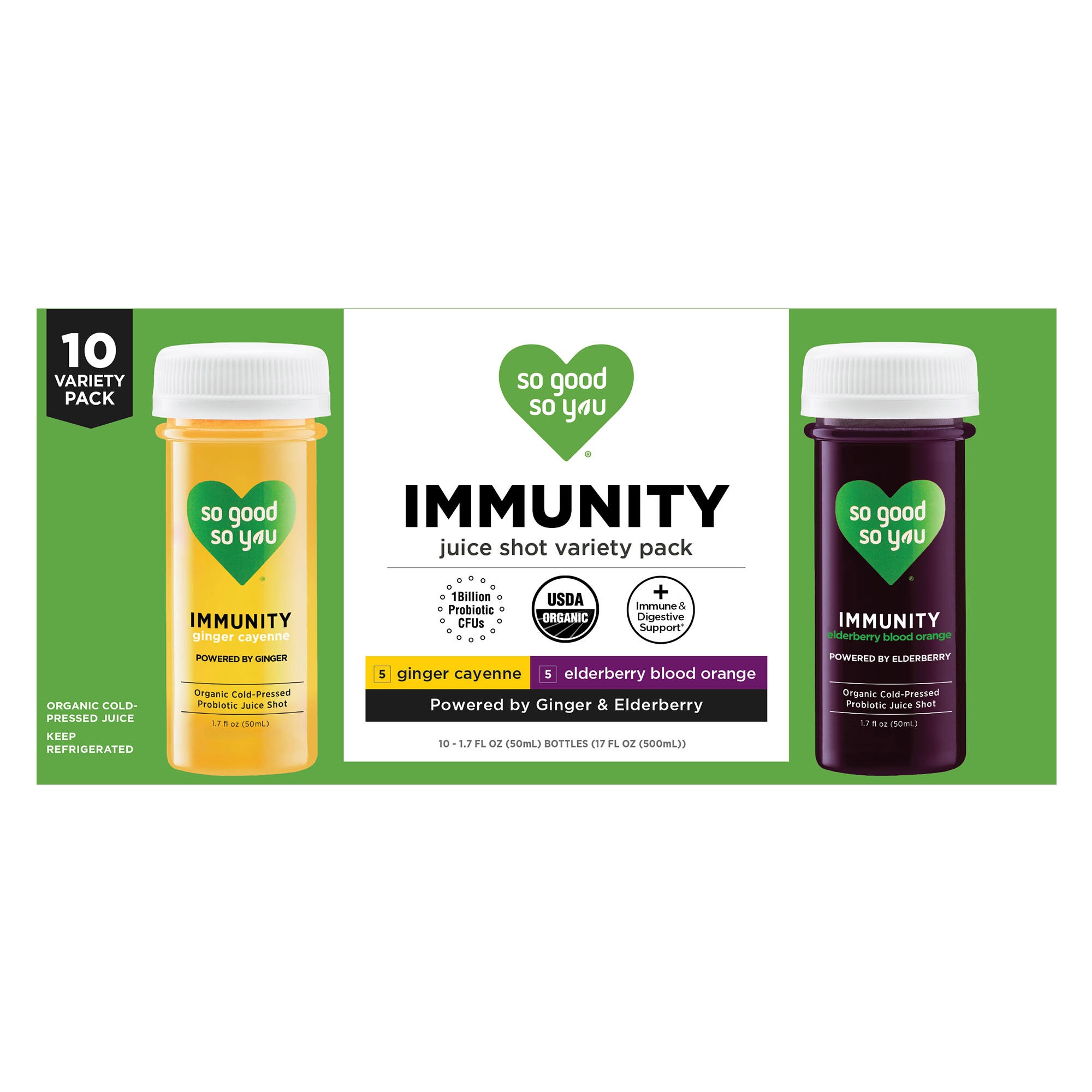 So Good So You Organic Immunity Variety Shots 10 Pack, 1.7 oz (#1879628 ...