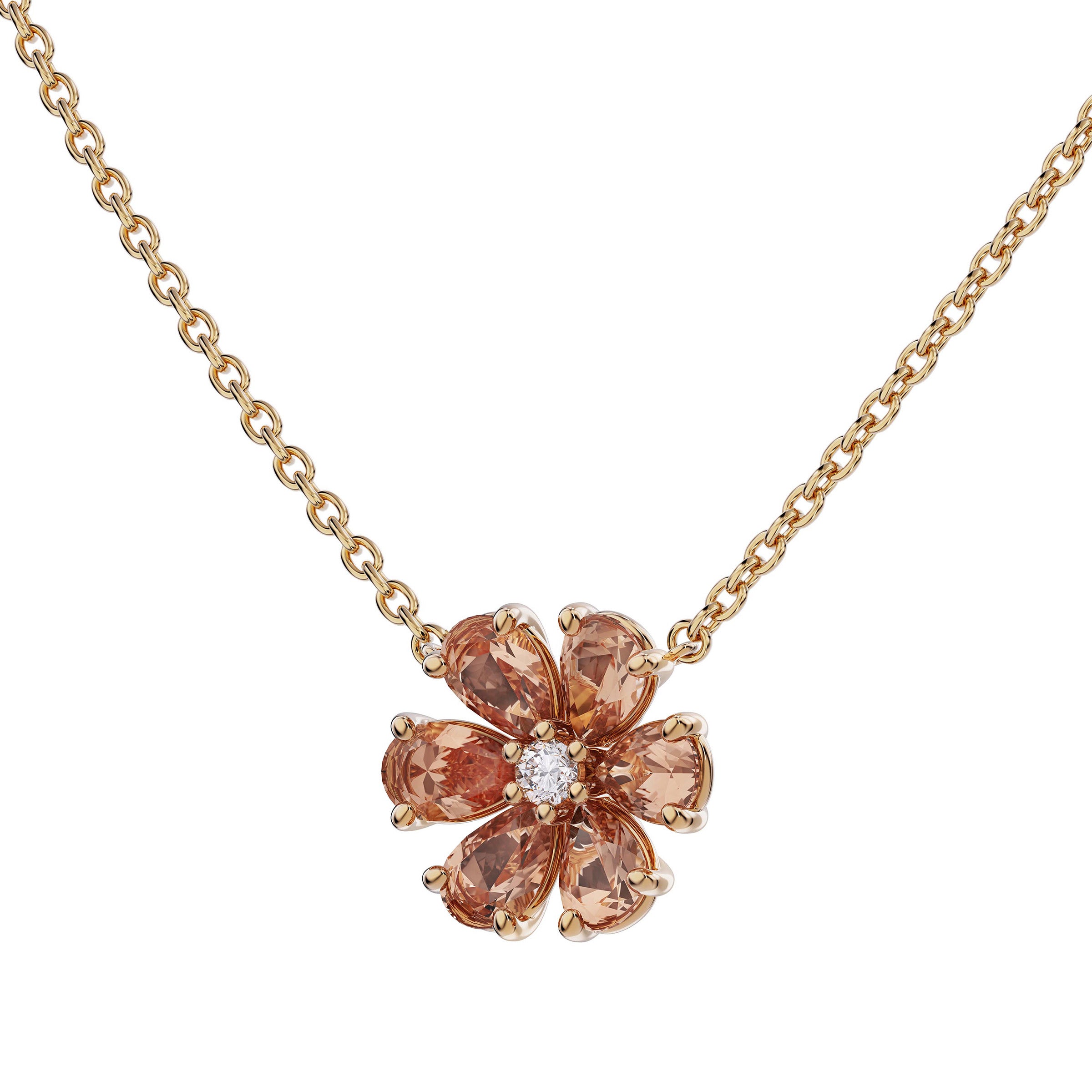 Costco 14kt Yellow Gold VS2 I .07ctw Diamond & Pear Morganite