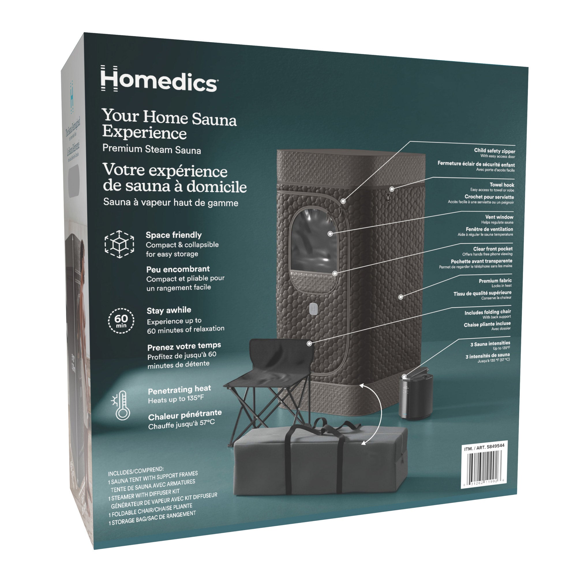 HoMedics Premium Portable Steam Sauna - Black (#2849555) - $179.99