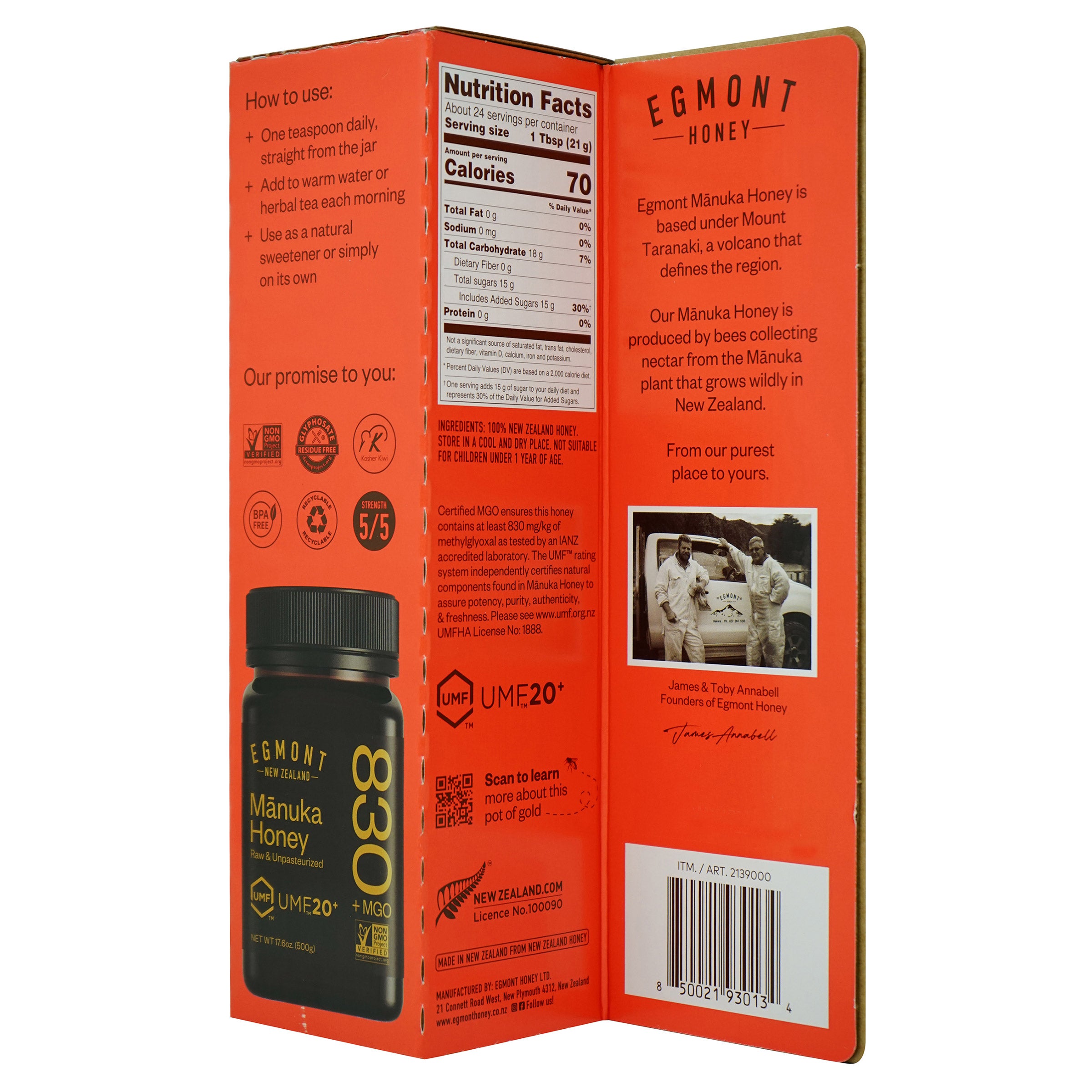 Egmont Mānuka Honey UMF 20+ MGO 830+ 17.6 oz (500g) (#2139000