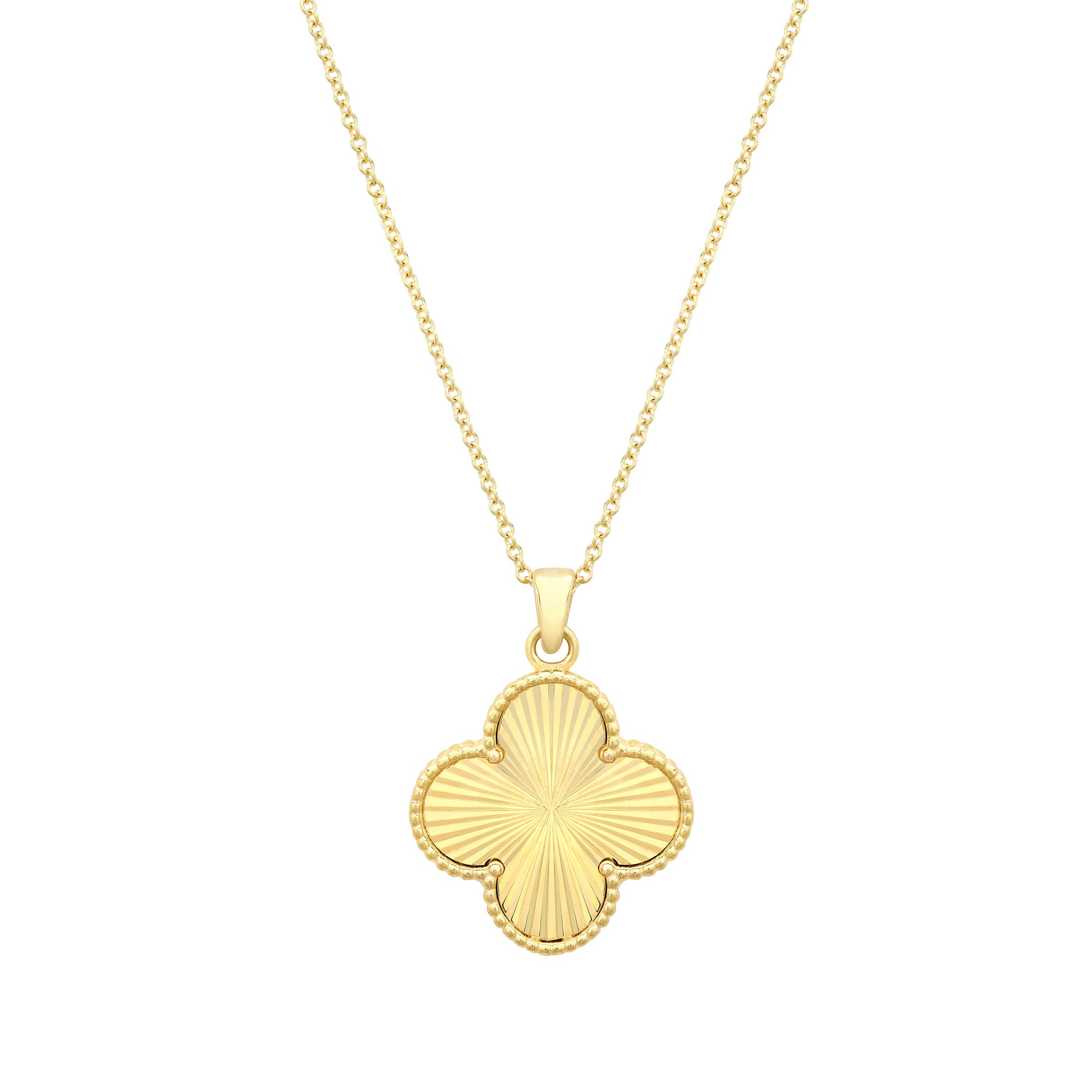 14KT YELLOW GOLD CLOVER NECKLACE 18