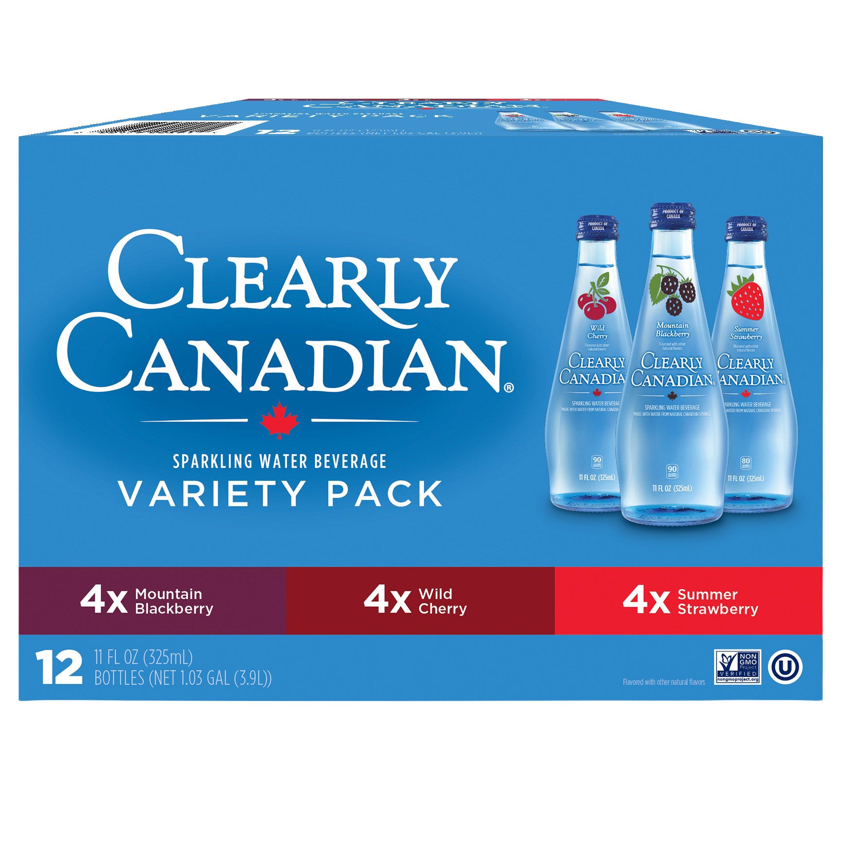 Clearly Canadian Sparkling Water Beverage Variety Pack, 12 Bottles, 11 ...
