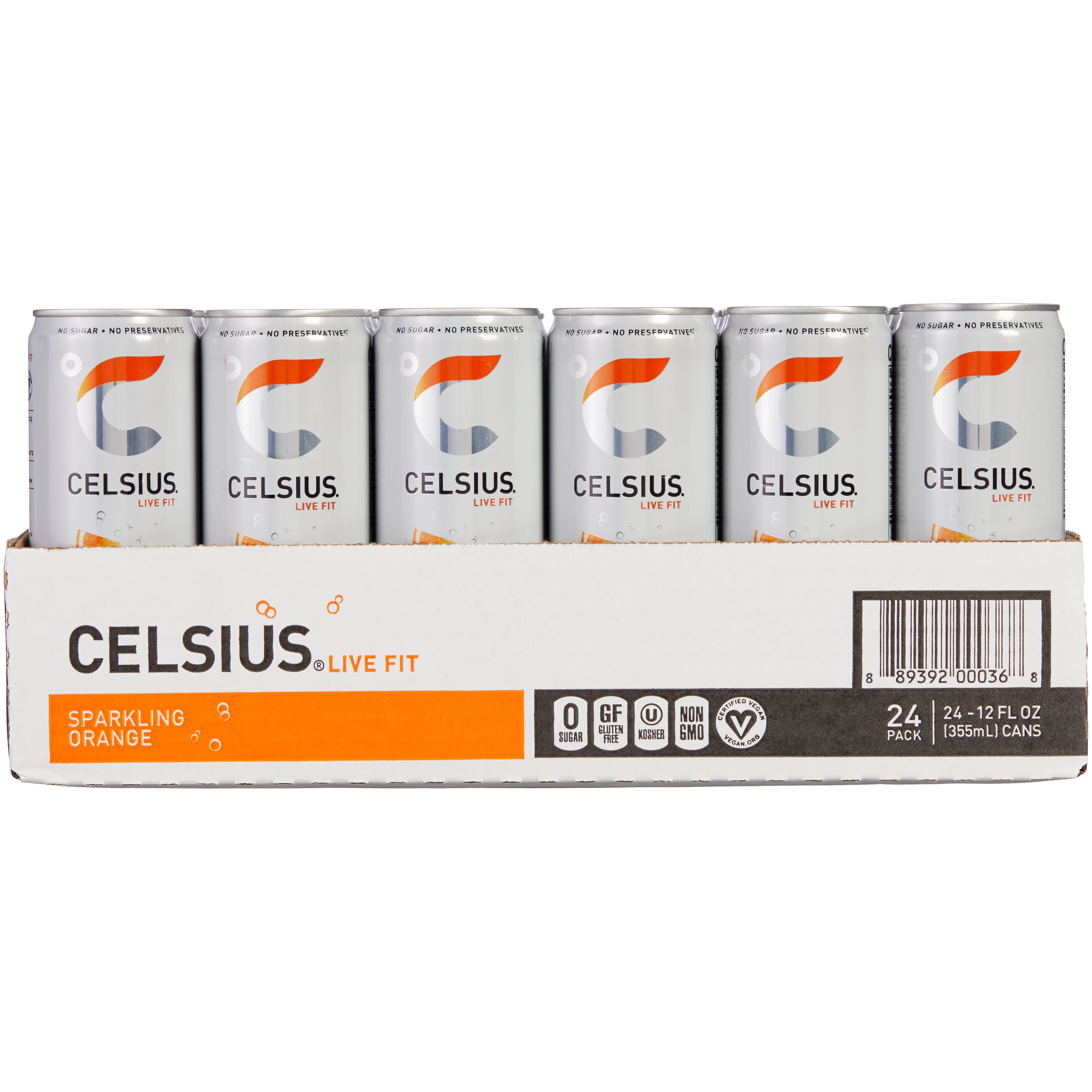 Celsius Sparkling Orange Energy Drink, 12 fl oz, 24-Count - $31.99 at ...