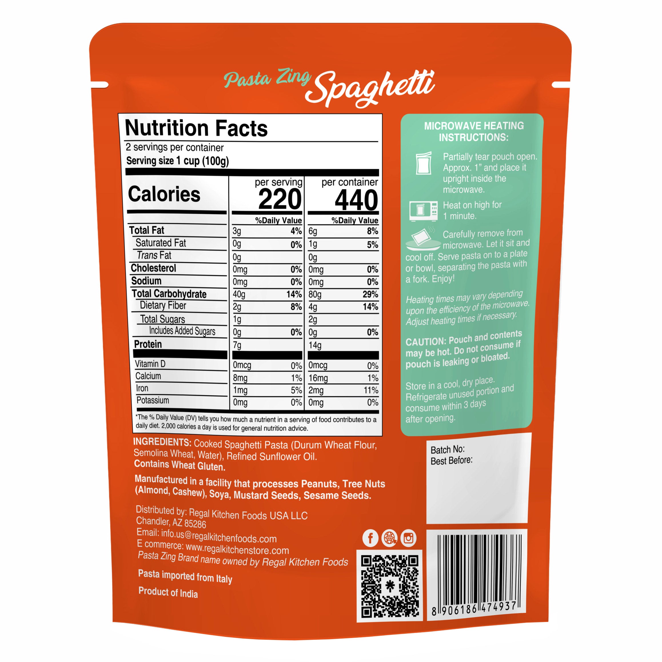 Pasta Zing Fully Cooked Spaghetti 6 Pack, 7 Ounces (#1969552