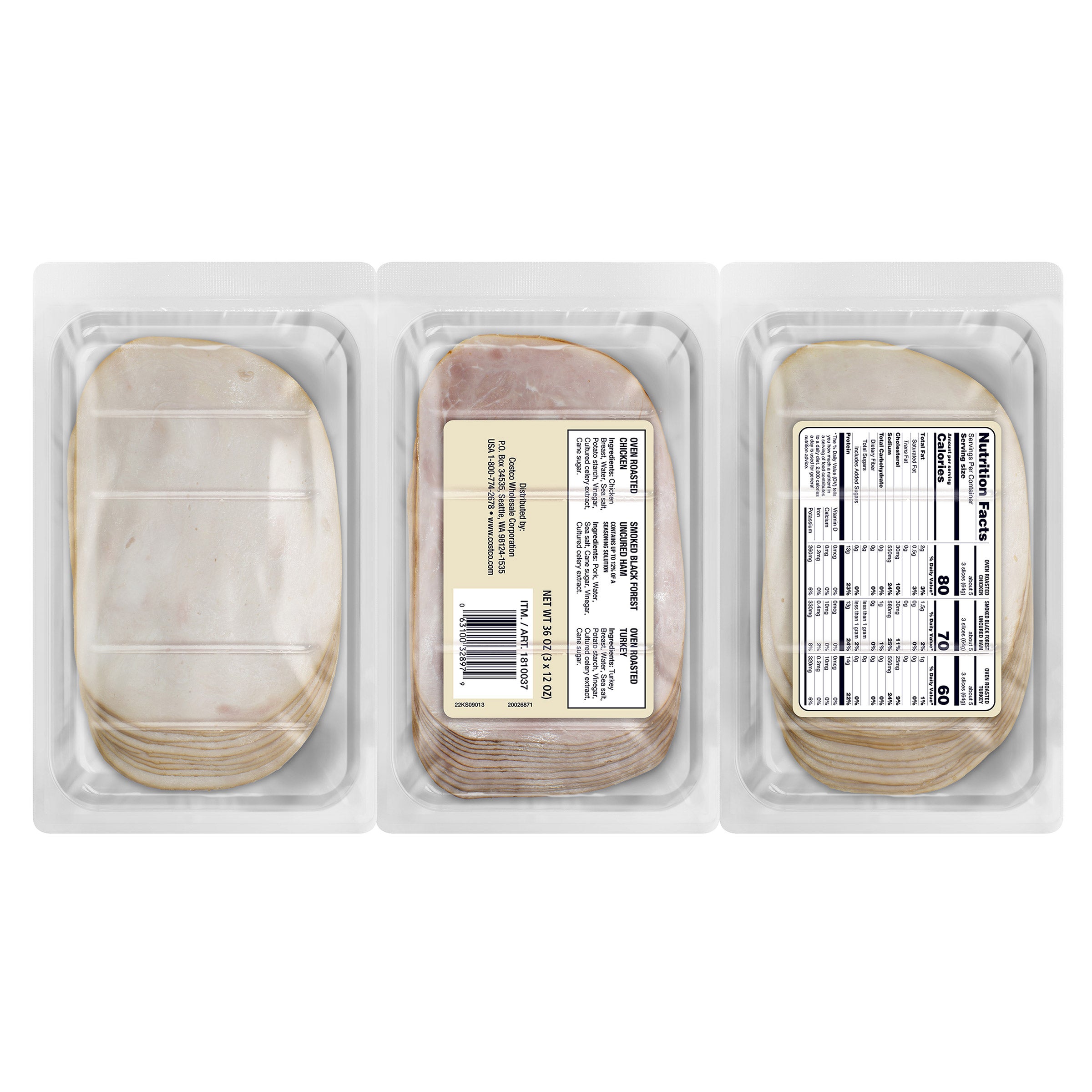 Lunch Meat Variety Chicken, Ham, Turkey 3 Pack 12 Ounces Each