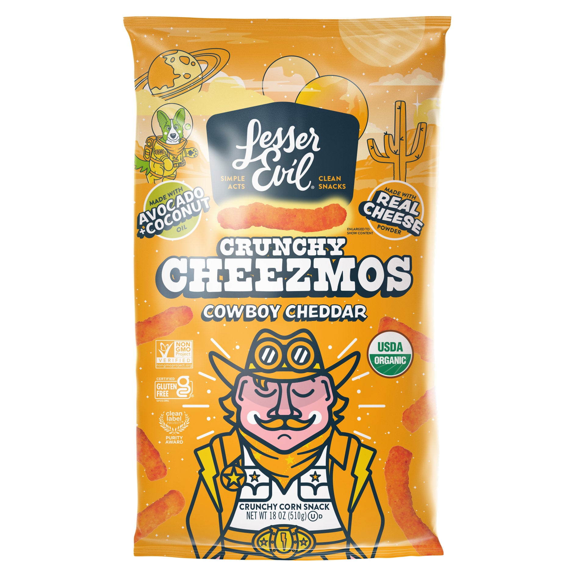 LesserEvil Cheezmos Cowboy Cheddar 18 oz (#2007154) - $7.99