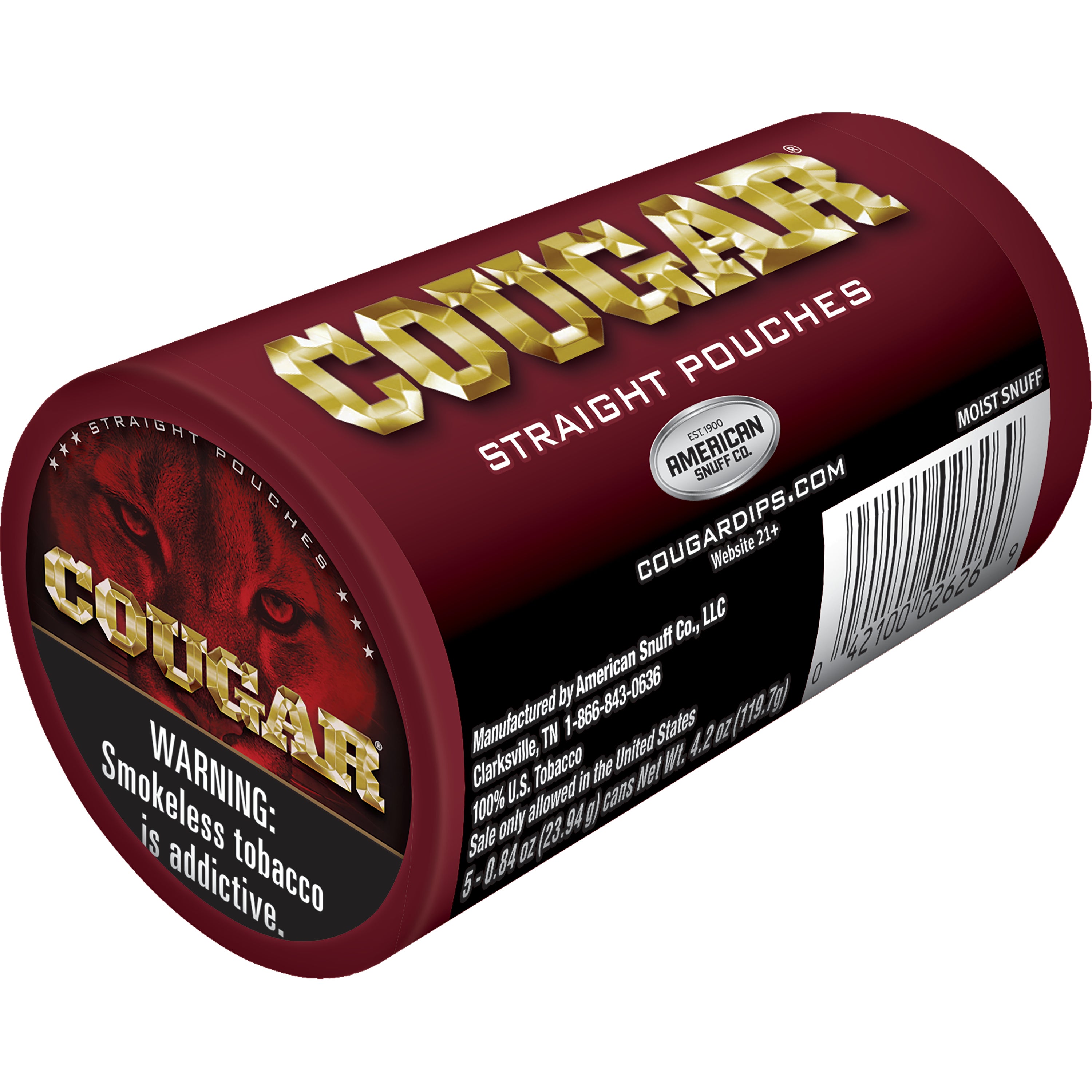 cougar tobacco flavors Straight Pouches - 5/1.2 oz Can Roll (#1758642) Welcome – Lufkin - #25