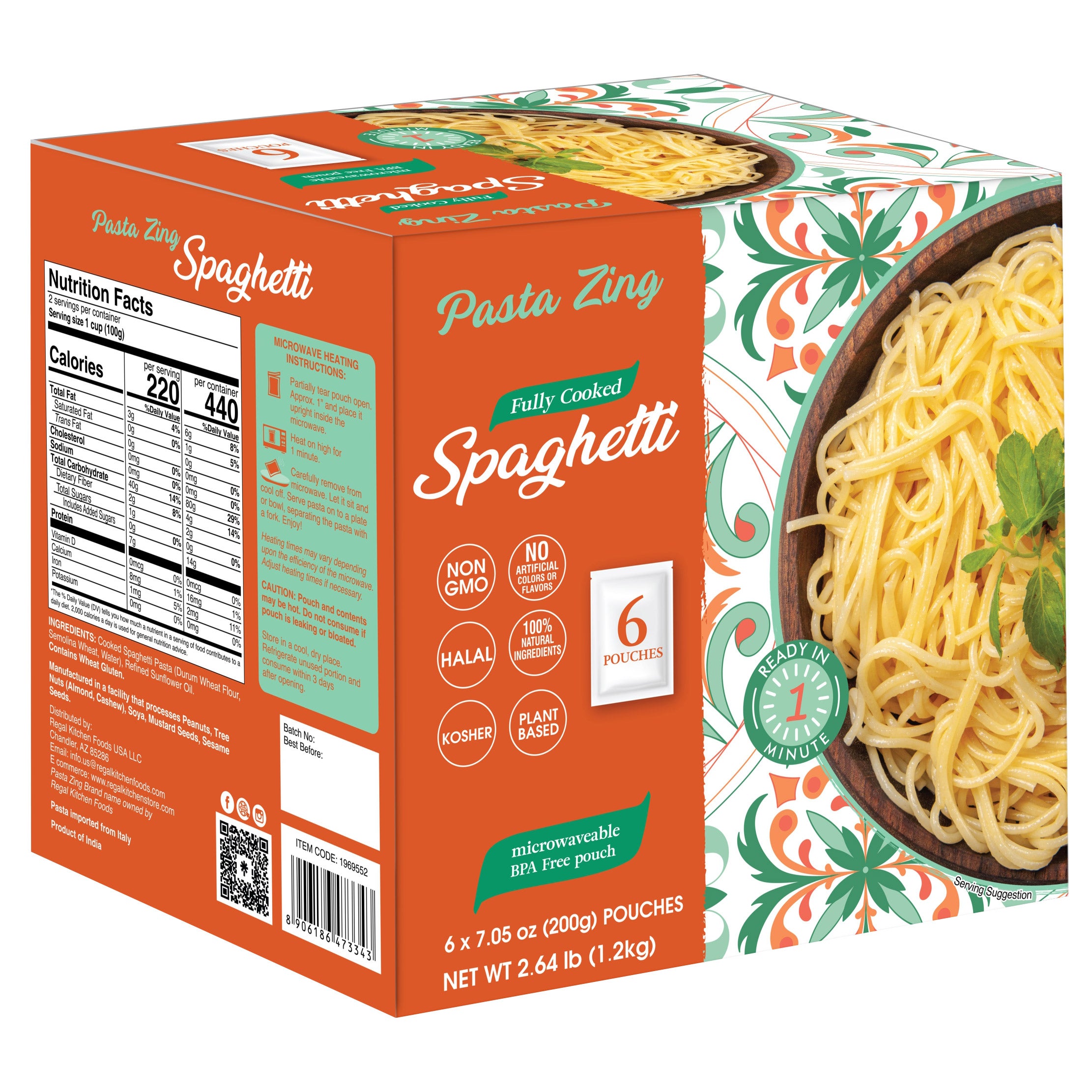 Pasta Zing Fully Cooked Spaghetti 6 Pack, 7 Ounces (#1969552