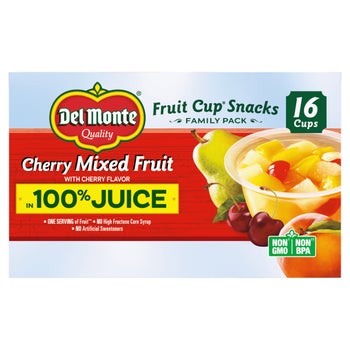 Del Monte Cherry Mixed Fruit Bowl, 16-Count, 4 oz (#285481)