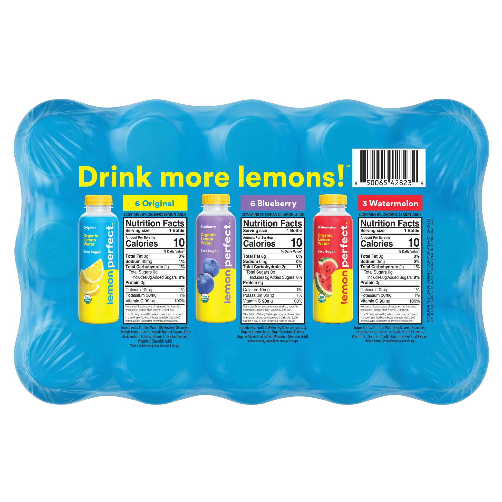 Lemon Perfect Organic Lemon Water Variety Pack, 15 x 15.2 oz