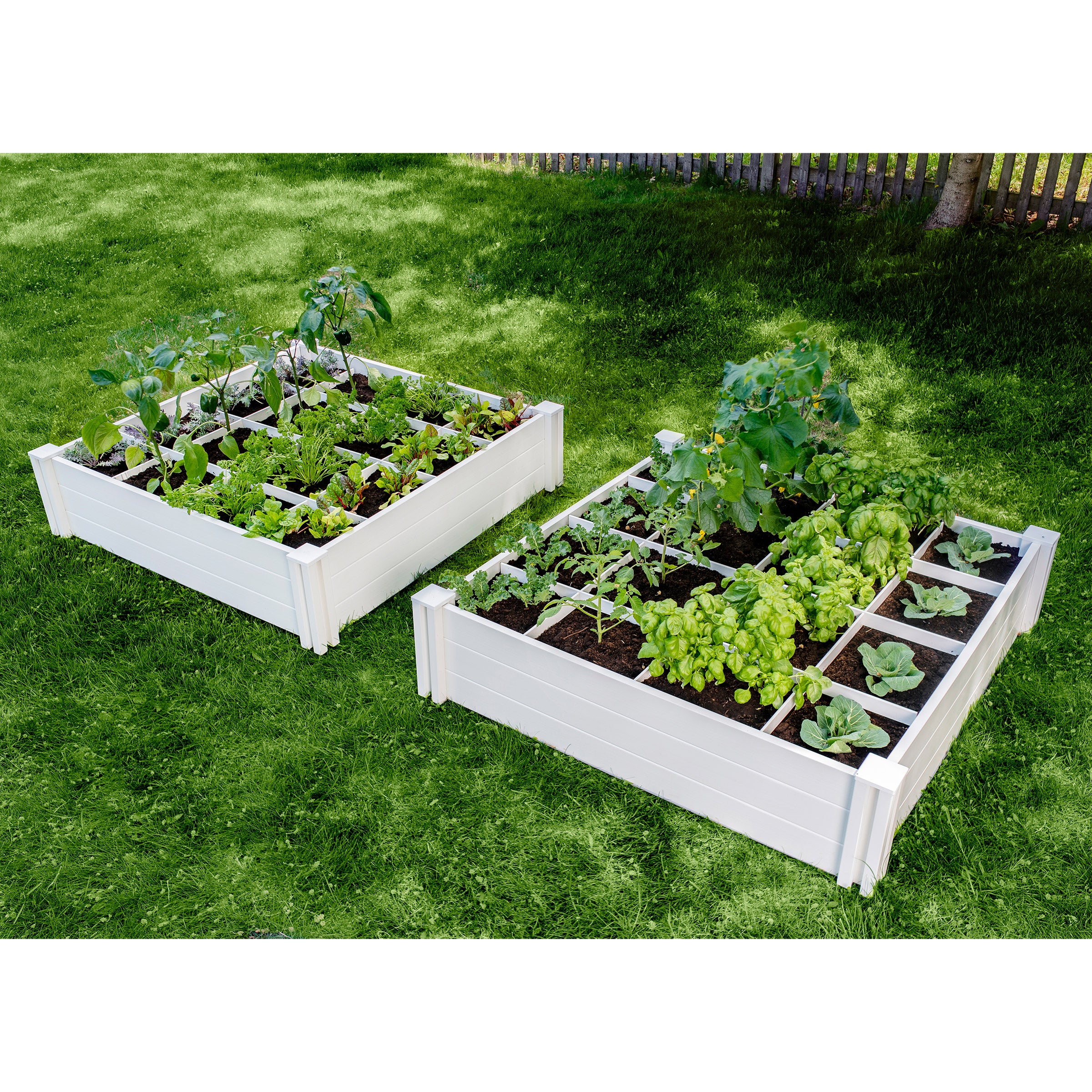 Vita Classic White Vinyl Raised Garden Bed with GroGrid, 2-Pack ...