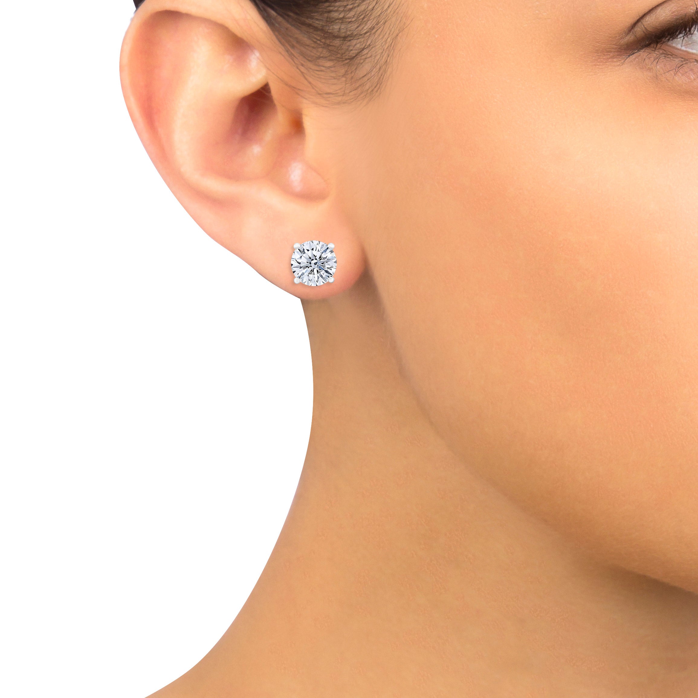 ROUND DIAMOND PLATINUM STUD EARRINGS VS1/VS2 "H" COLOR