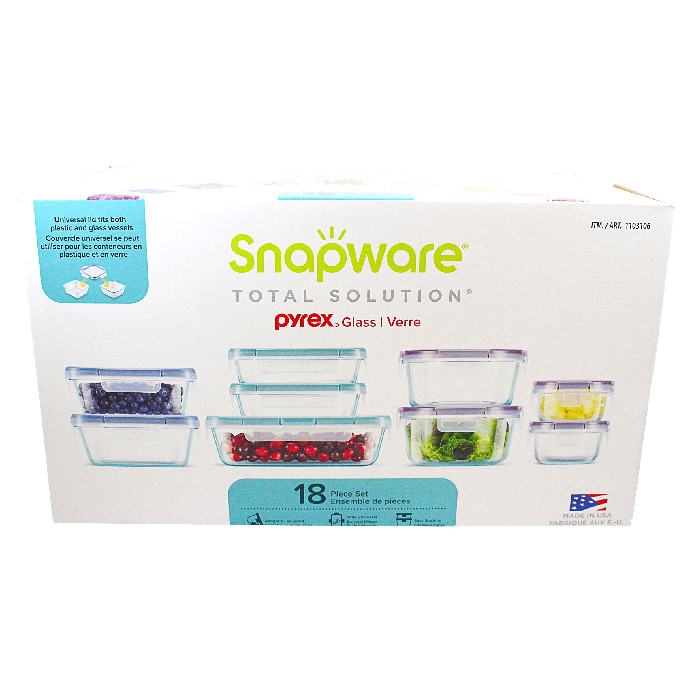 Snapware 18-Piece Pyrex Glass Food Storage Set - $24.99 at Costco