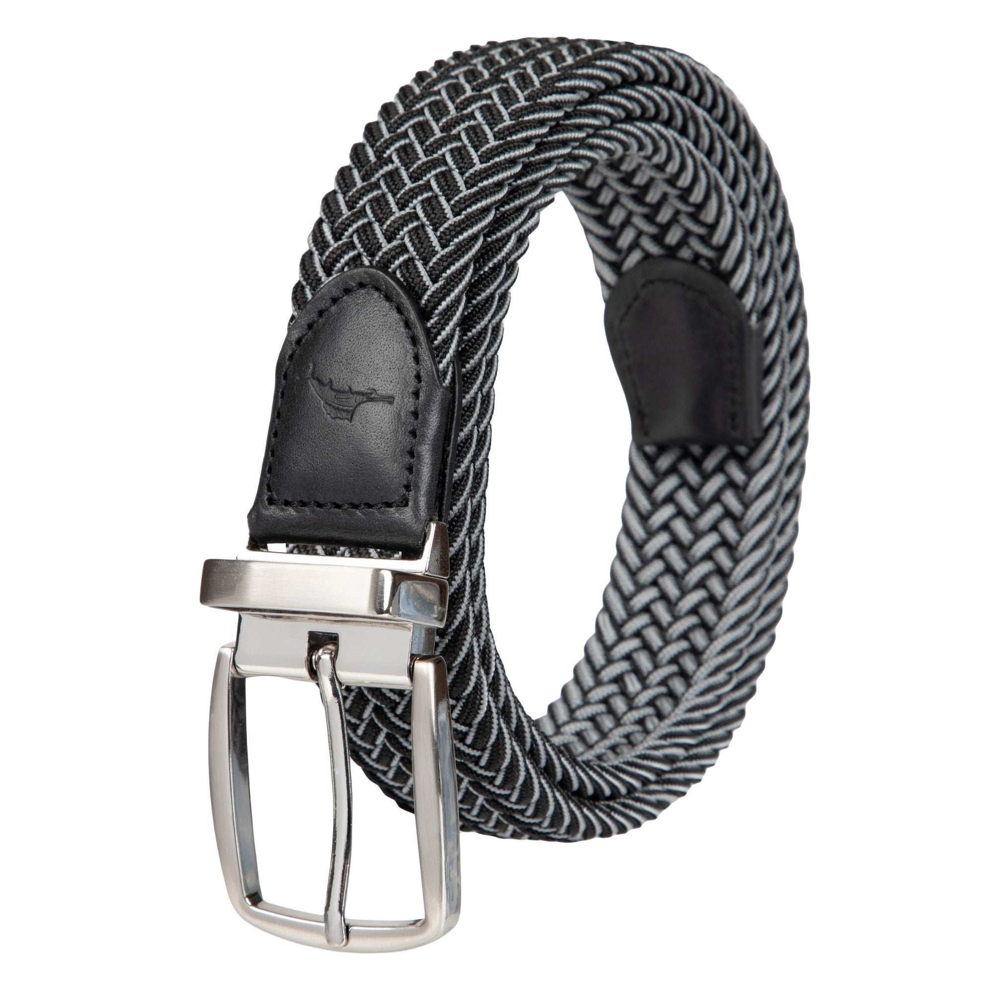 Black Leather Braided Belt Silver toned buckle -size XL All Black Canvas Elastic Belt | In stock! | Trendhim main image 2