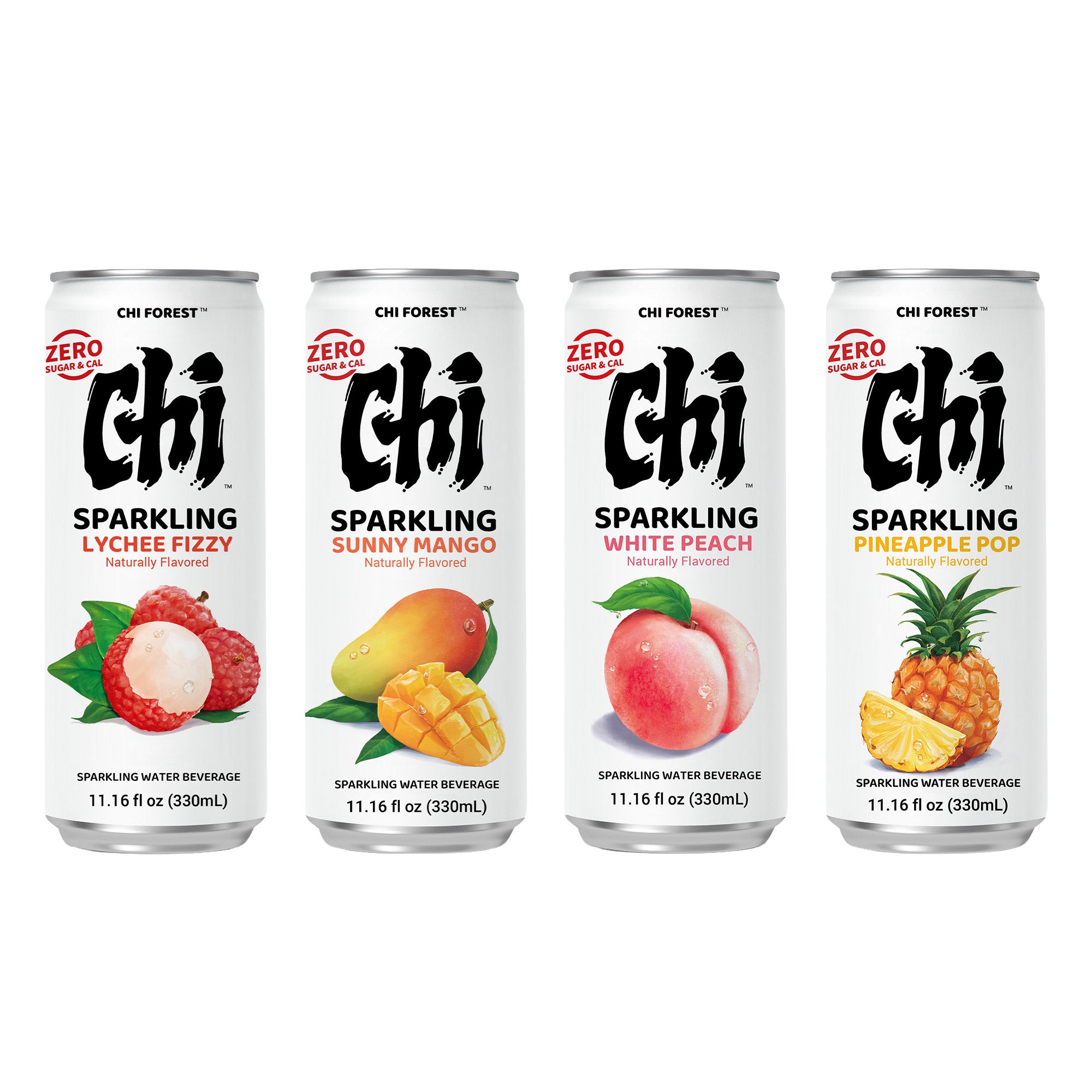 Chi Forest 4-Flavor Variety Pack Sparkling Water, 24 Cans, 11.16