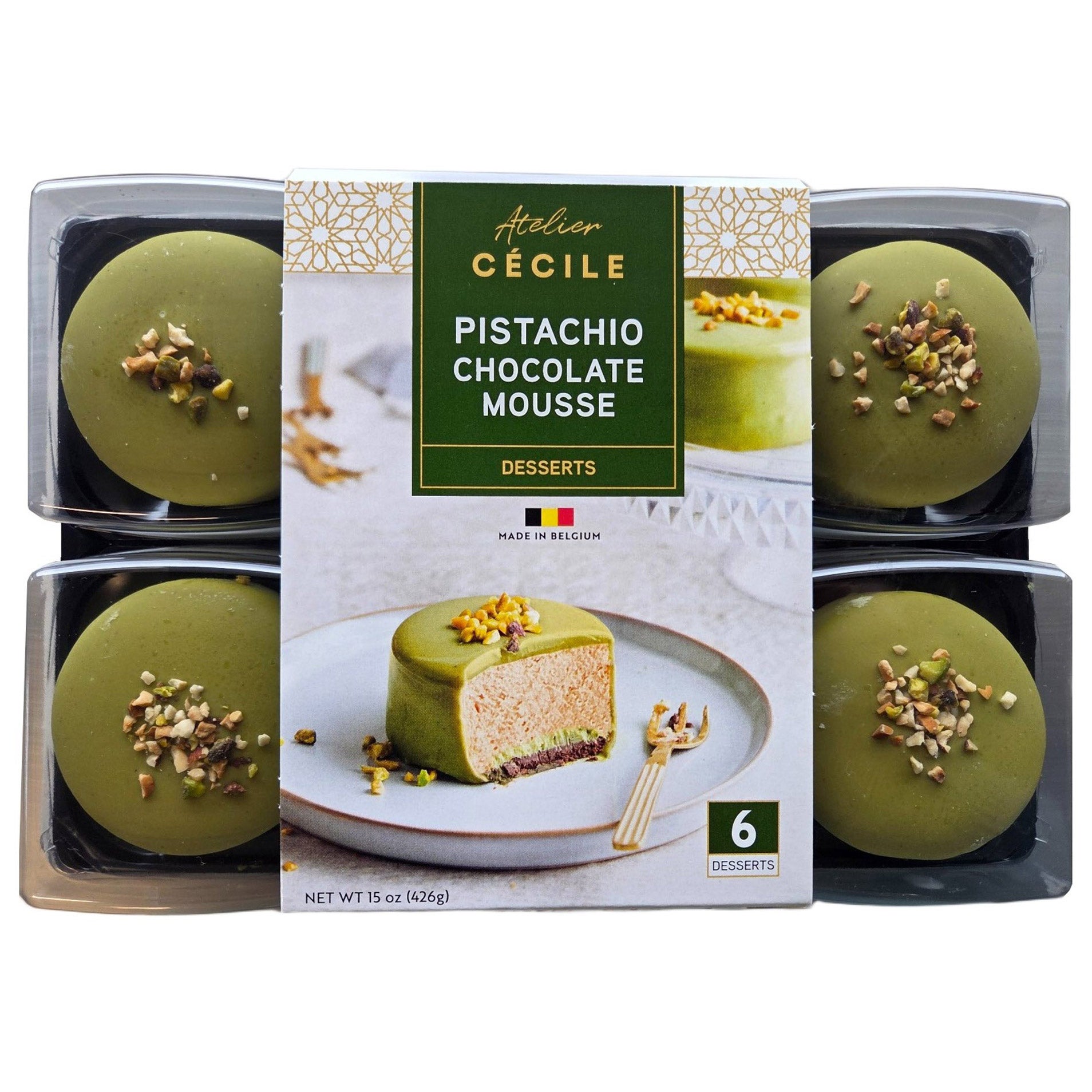 Atelier Cécile Pistachio Chocolate Mousse Desserts, 6 ct (#2037309