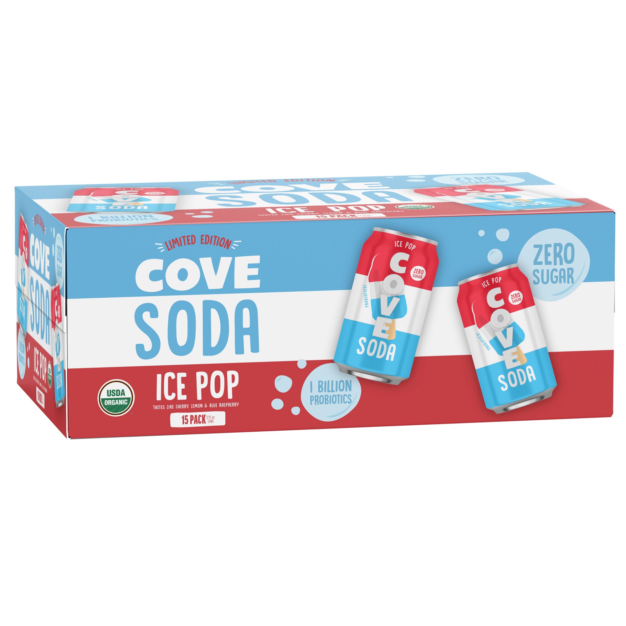 Cove Organic Soda Ice Pop, 15-Pack of 12 Ounce Cans (#1688784