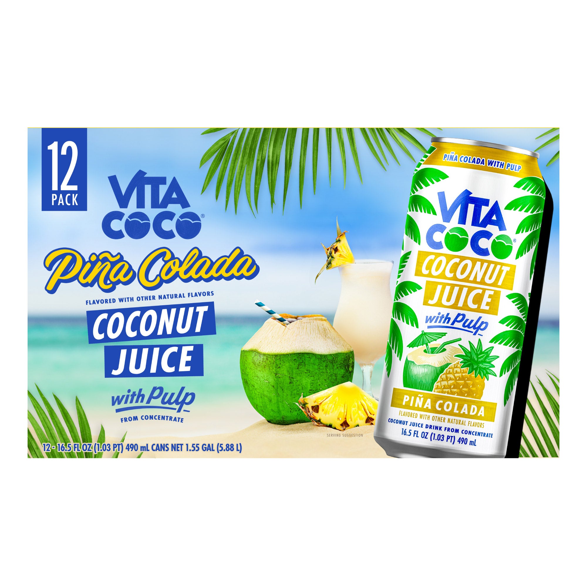 Vita Coco Pina Colada Coconut Juice 12 Pack 16.9 Ounces Each (#1897942 ...