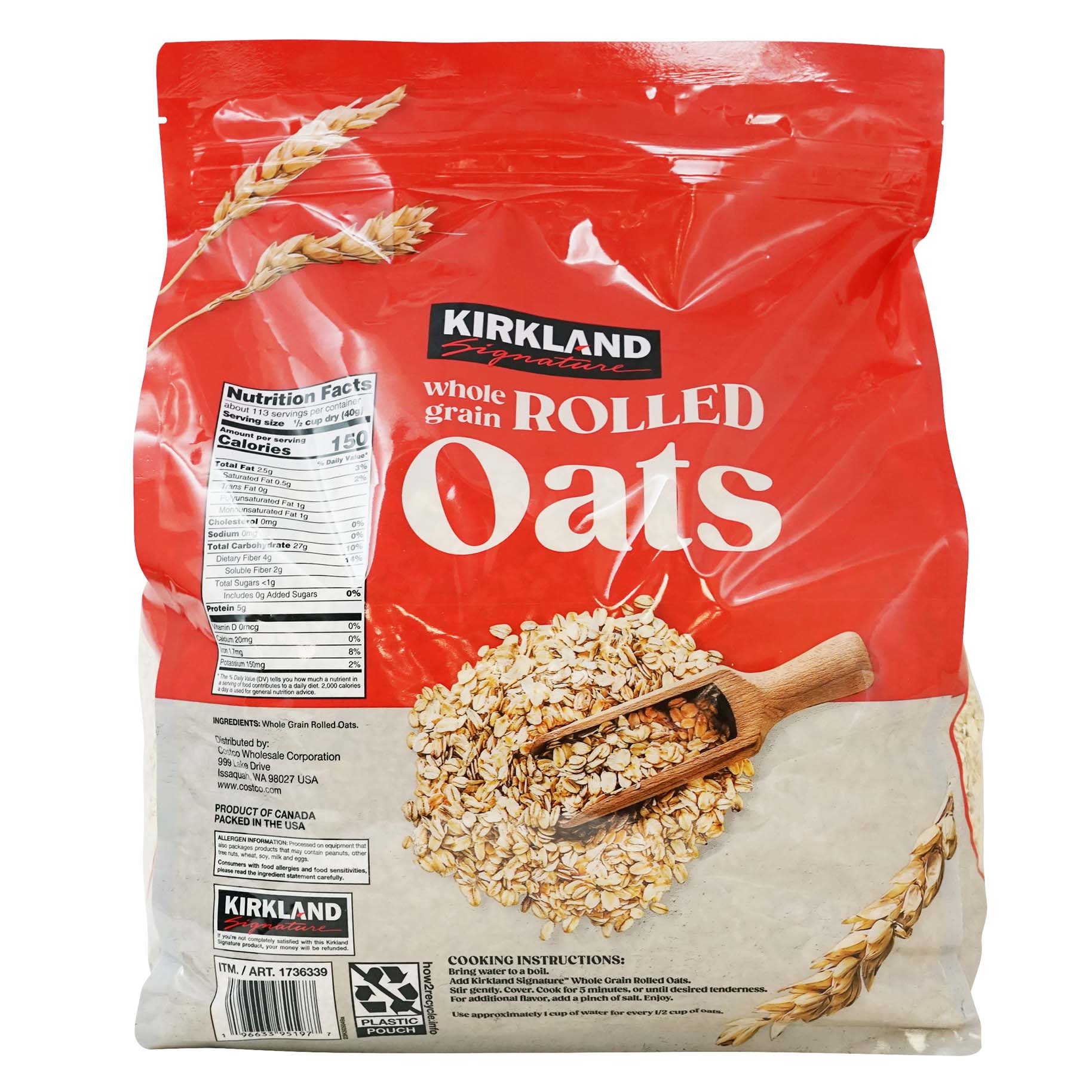 Kirkland Signature Rolled Oats 10 lbs / 160 oz - $7.99 at Costco