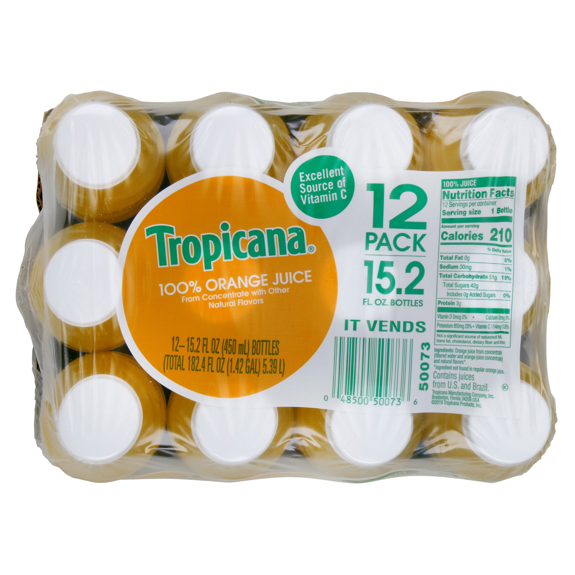 Tropicana 100% Orange Juice 12 Pack 15.2 Ounces Each (#788012