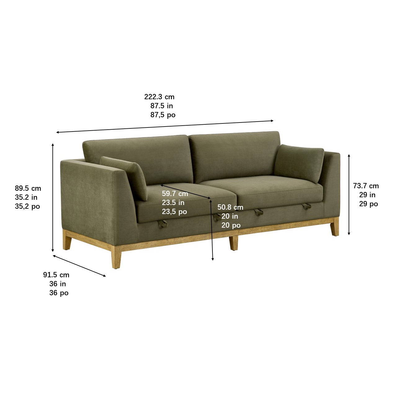 Thomasville Mokena Fabric Stationary Sofa with Storage - $299.97