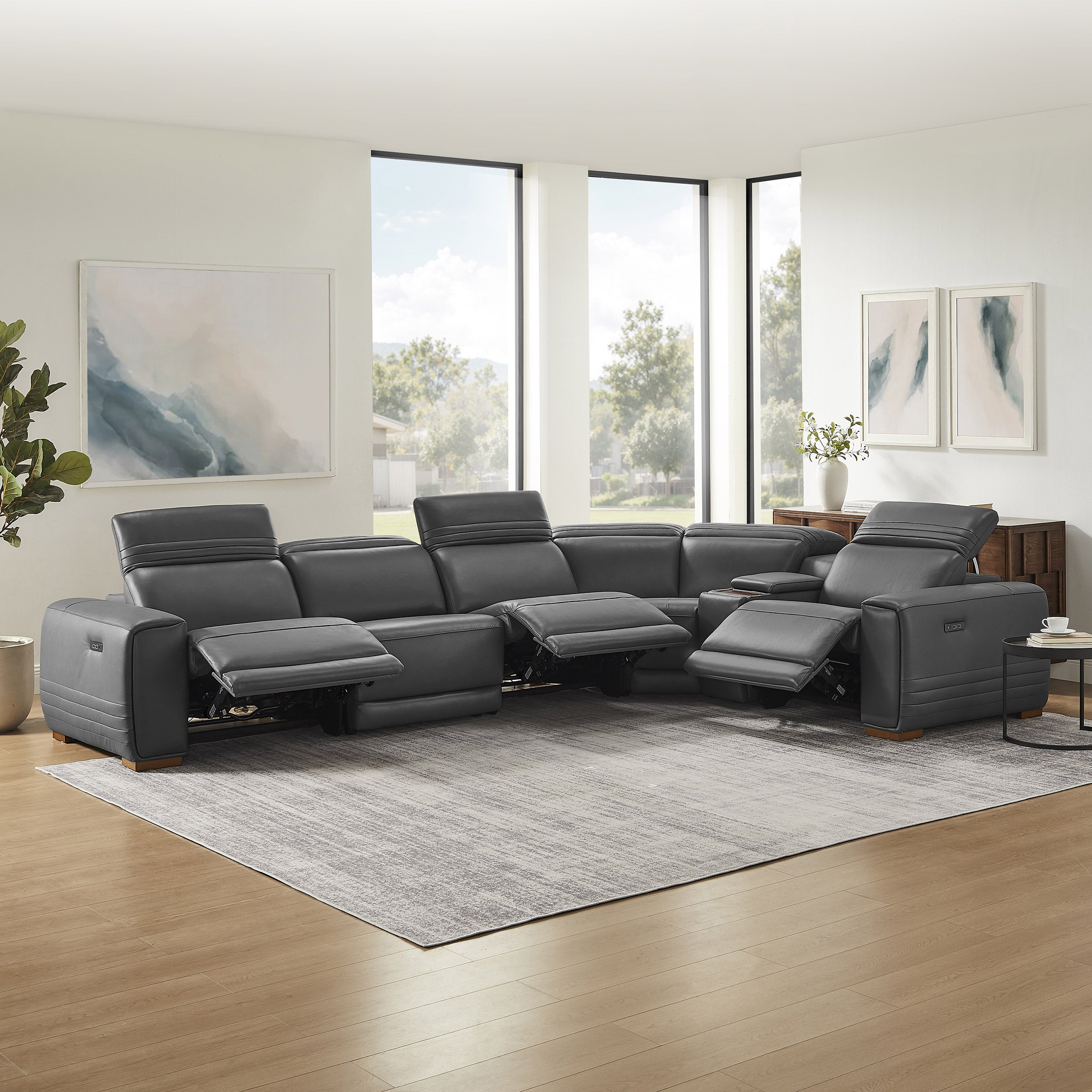 IVY ATTRACT & BASIC plus セット Aiden & Ivy Karson Leather Power Reclining Sectional (#1987513