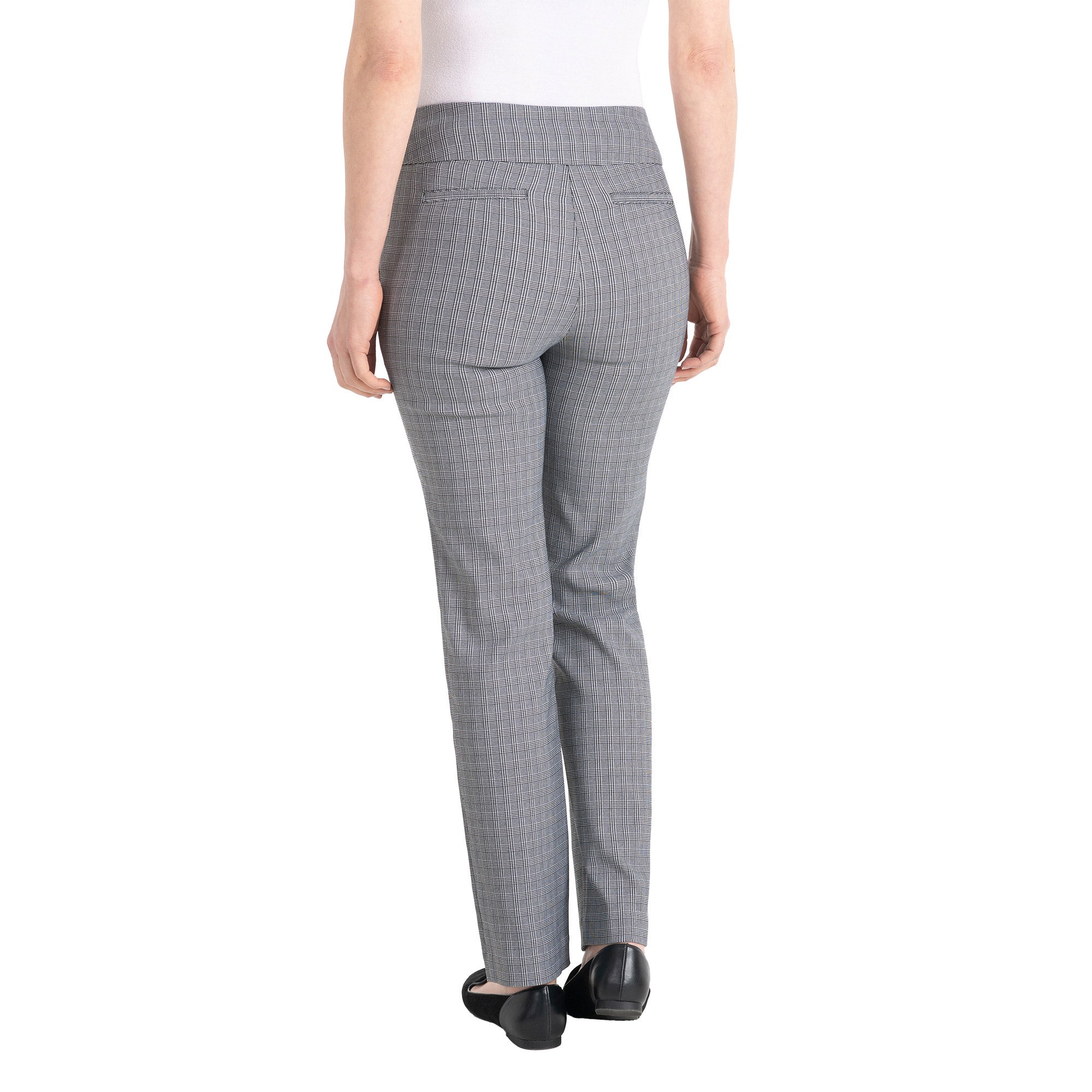 hilary radley ladies' plaid dress pant Brown Off-White Tailored Wide-Leg Plaid Pant