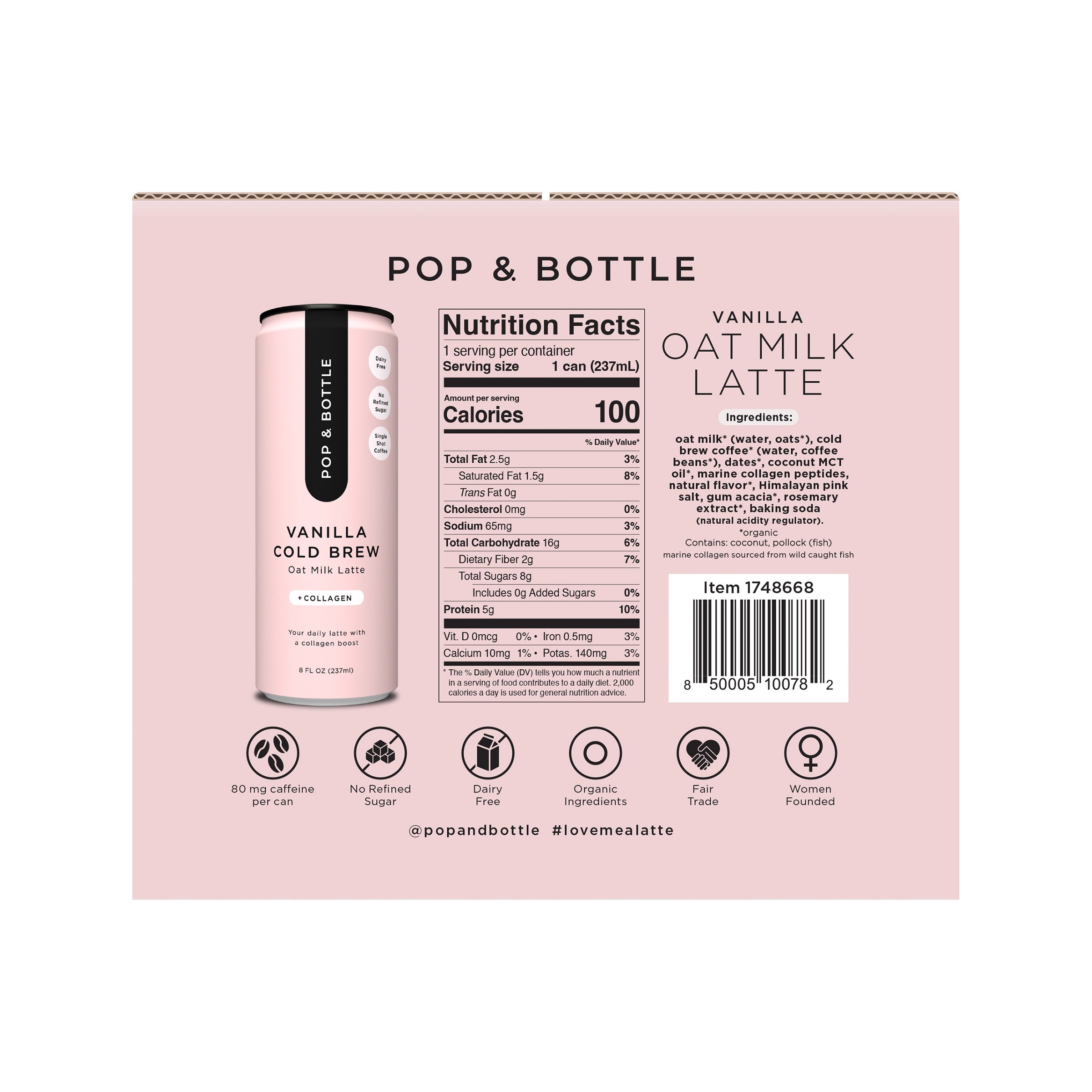 Pop & Bottle - Oat Milk Lattes with Antioxidants