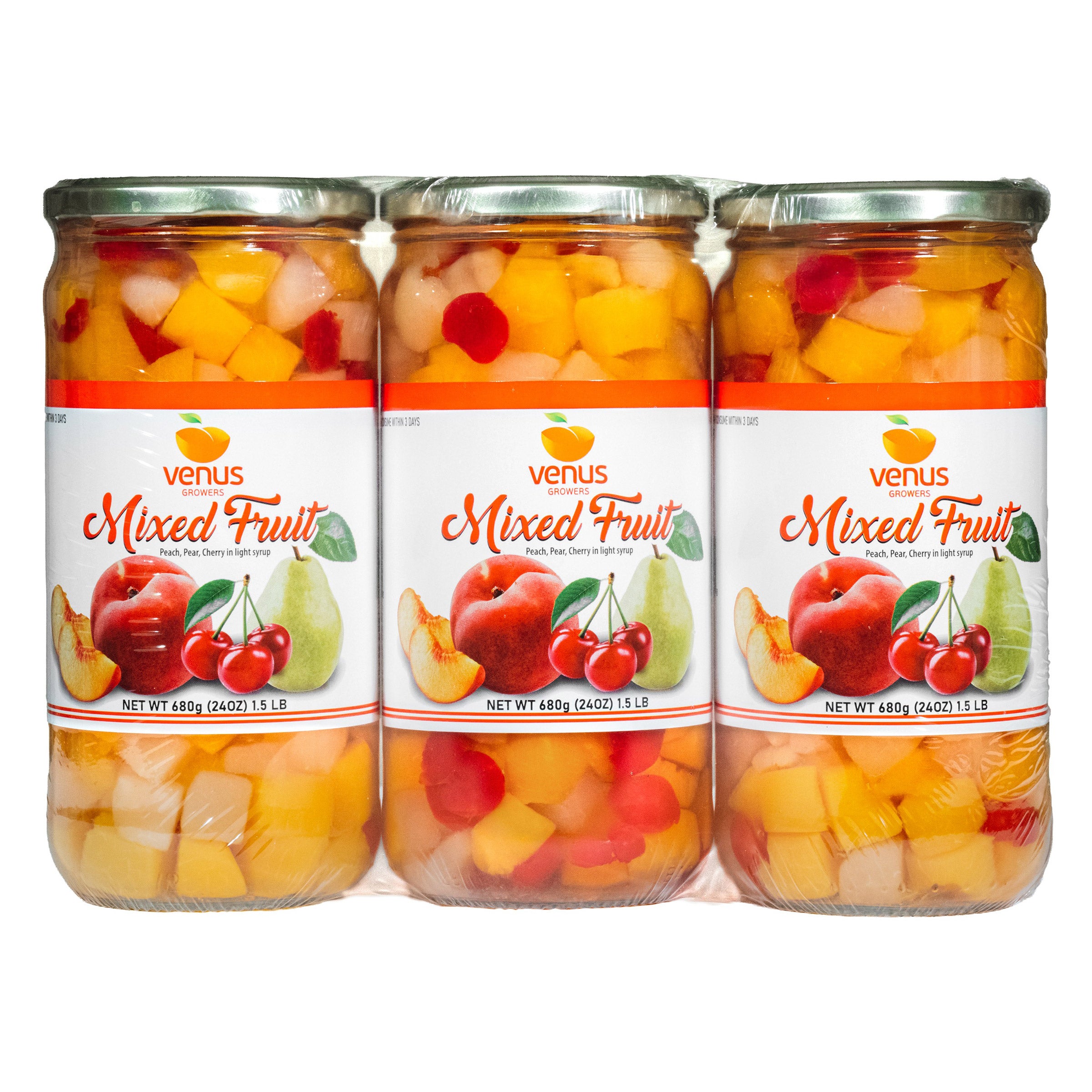Venus Growers Mixed Fruit in Light Syrup, 3/24 oz Jars (#2035963