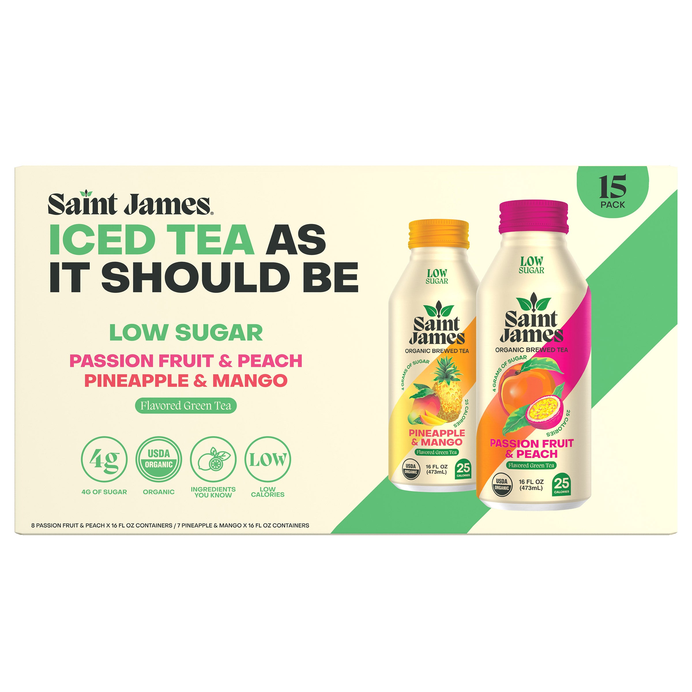 Saint James Organic Tea Passion Fruit Peach & Pineapple Mango 15