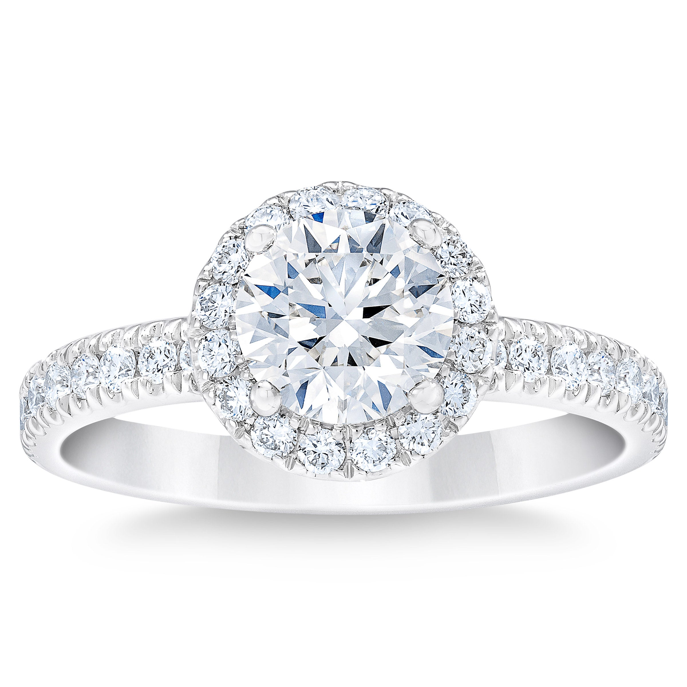 1.60ctw Round Diamond Platinum Wedding Ring 1.10ct Center VS1 H ...